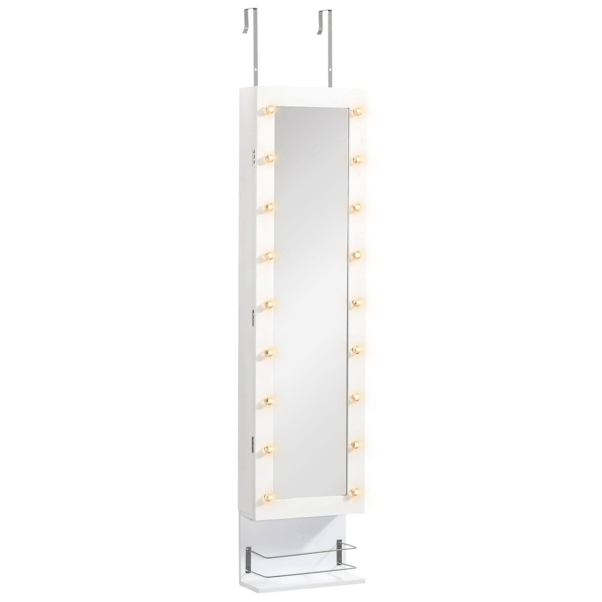 HOMCOM Armoire à bijoux avec miroir  multi-rangement éclairage LED à suspendre blanc