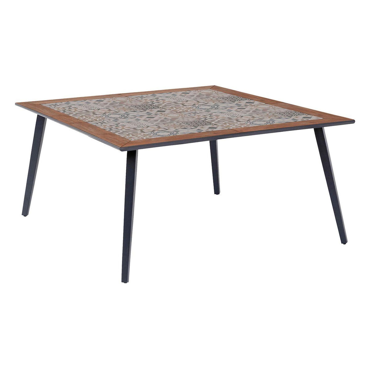 HESPERIDE Table de jardin bistro carrée en acier et céramique 8 places LAMBADA - Graphite