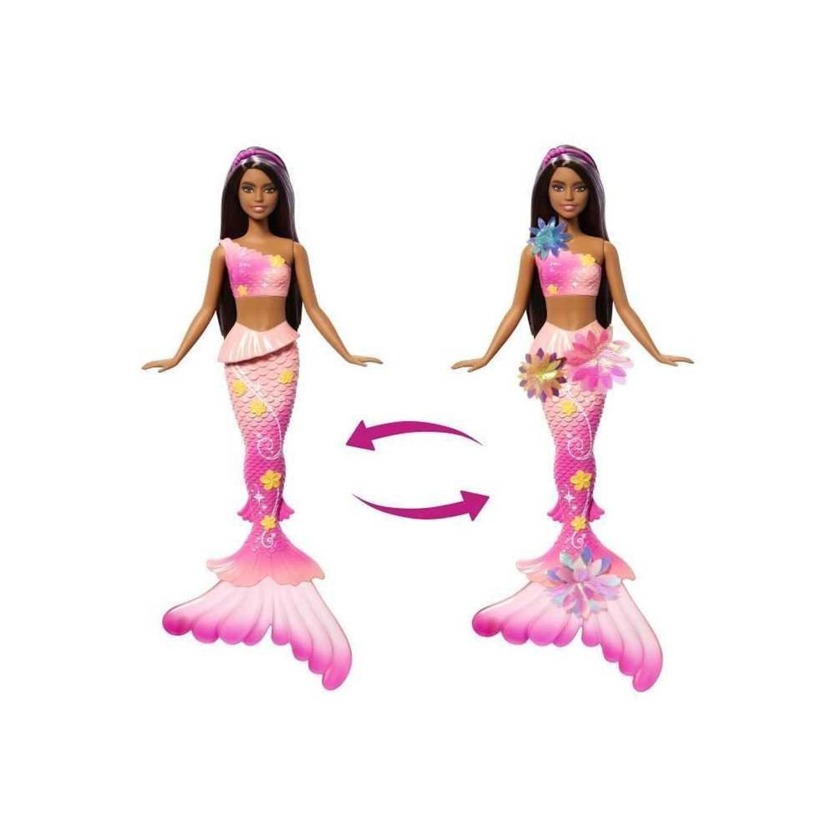 BARBIE Barbie - Sirene Fleur Magique - Poupée aux longs cheveux bruns - Barbie - JDM73