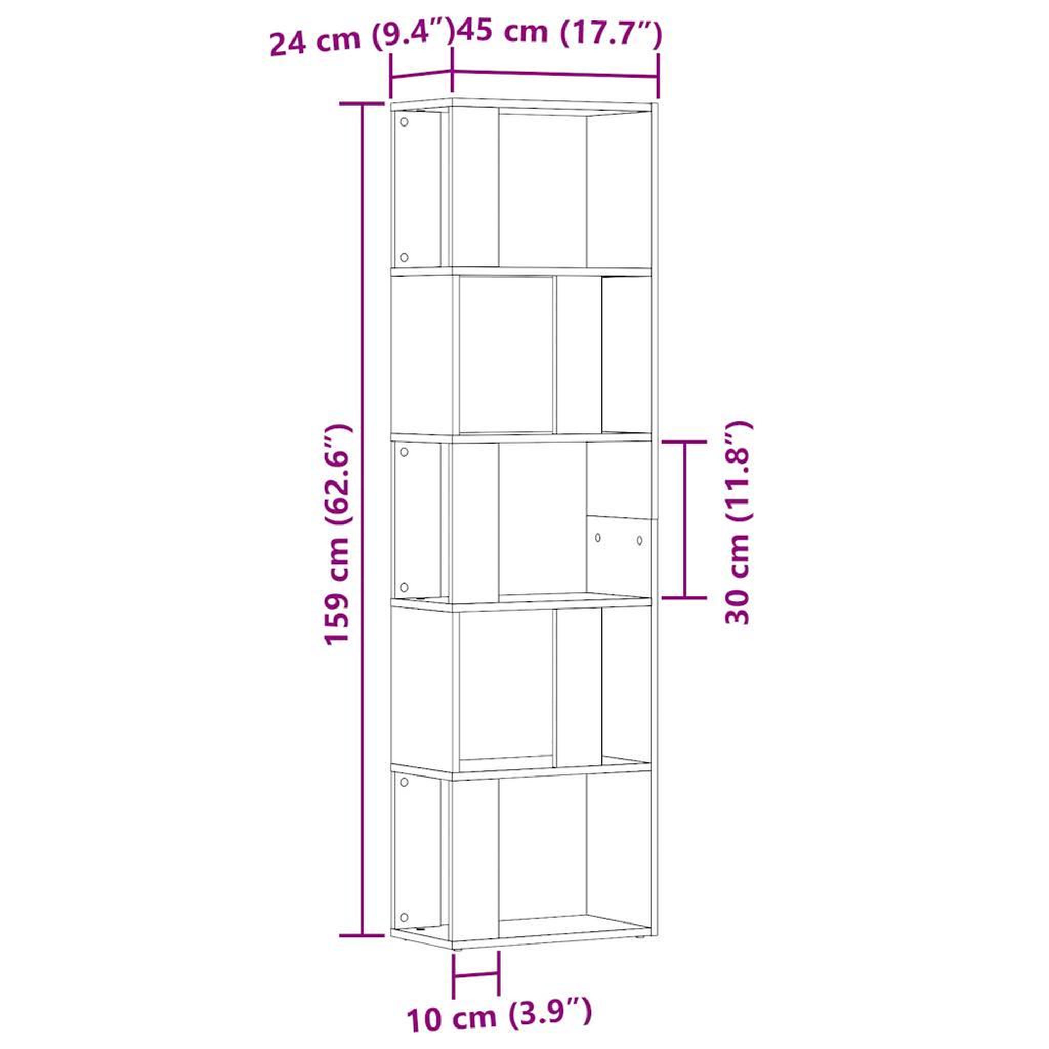 Voir la diapositive 6 : VIDAXL Bibliotheque vieux bois 45x24x159 cm bois d'ingenierie