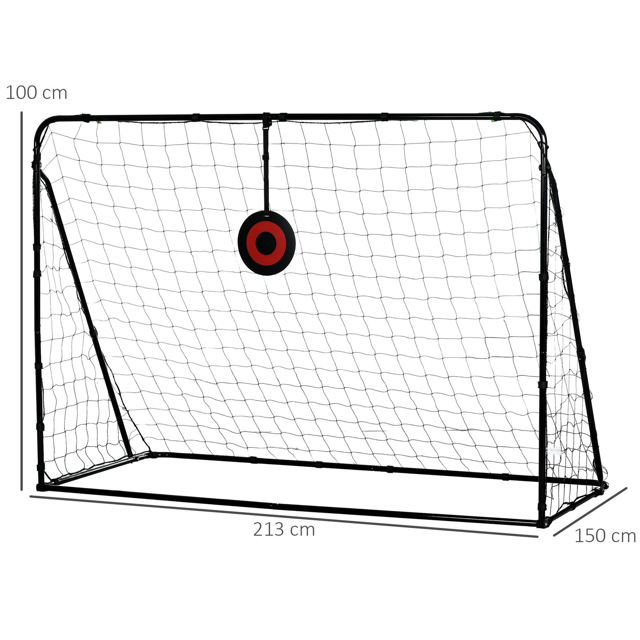 Voir la diapositive 3 : HOMCOM But de football cage de foot but futsal avec cible - dim. 213l x 150l x 100h cm - acier pe noir