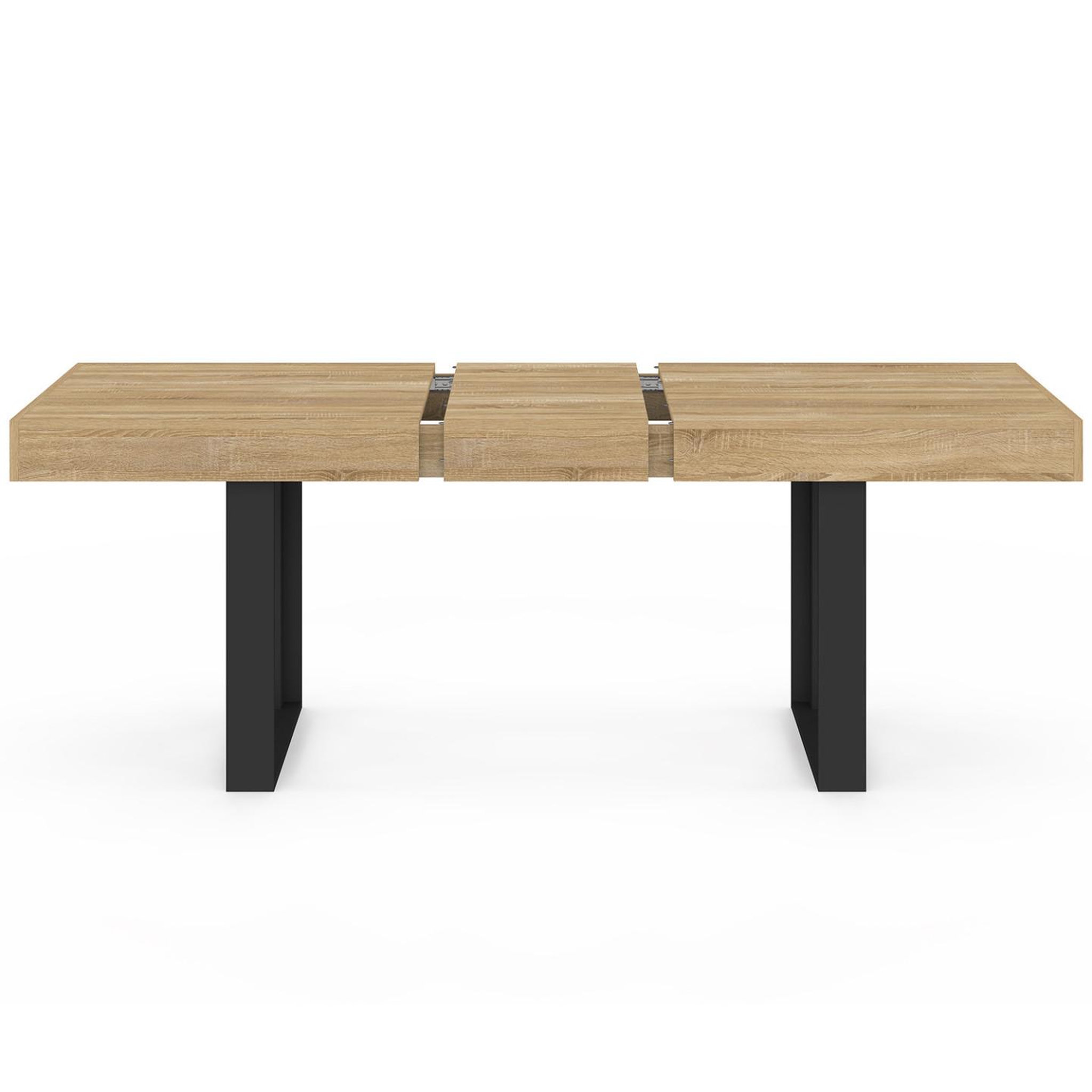 Voir la diapositive 3 : ID MARKET Table à manger extensible rectangle phoenix 4-8 personnes bois et noir 160-200 cm