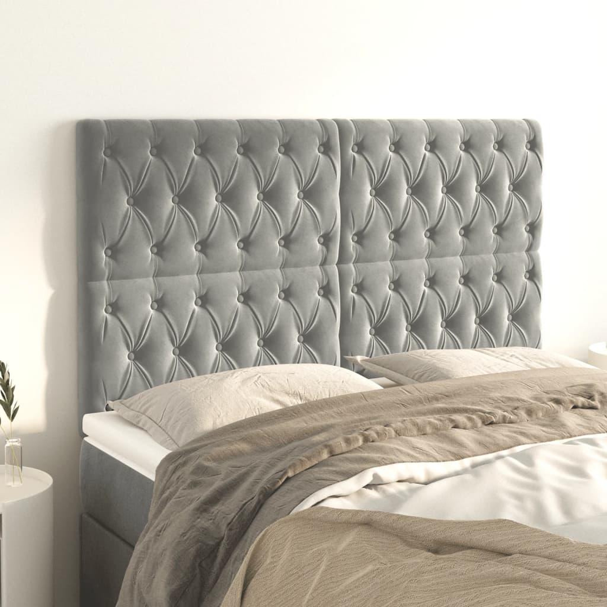 Voir la diapositive 1 : VIDAXL Tetes de lit 4 pcs Gris clair 72x7x78/88 cm Velours