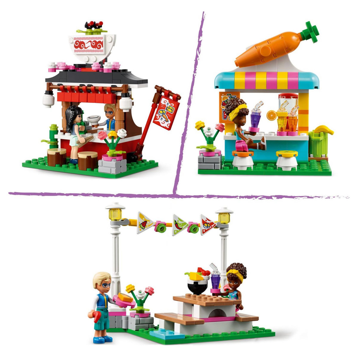 LEGO Friends 41701 Le Marché de Street Food, Jouet Camion Bar à Jus pour Enfants +6 ans