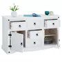 IDIMEX Buffet RURAL commode bahut vaisselier en pin massif blanc avec 5 tiroirs et 2 portes, meuble de rangement style mexicain en bois