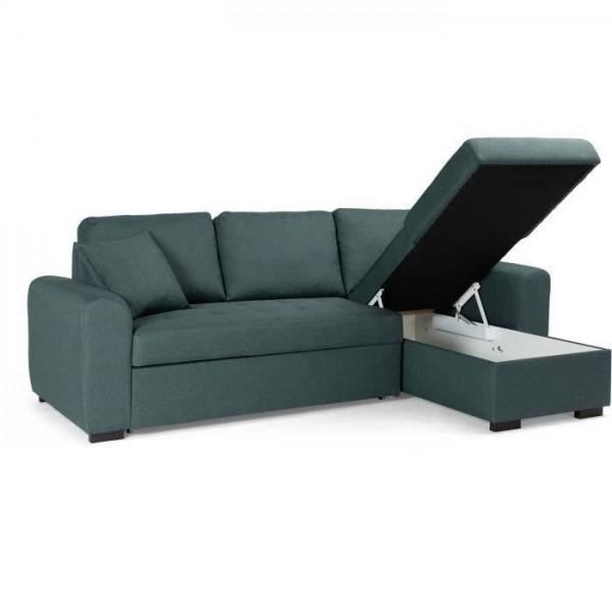 Voir la diapositive 3 : MARKET24 Canapé d'angle convertible réversible 4 places - Tissu Vert - L 244 x P 151 x H 90 - HAMILTON - Fabriqué en Ukraine