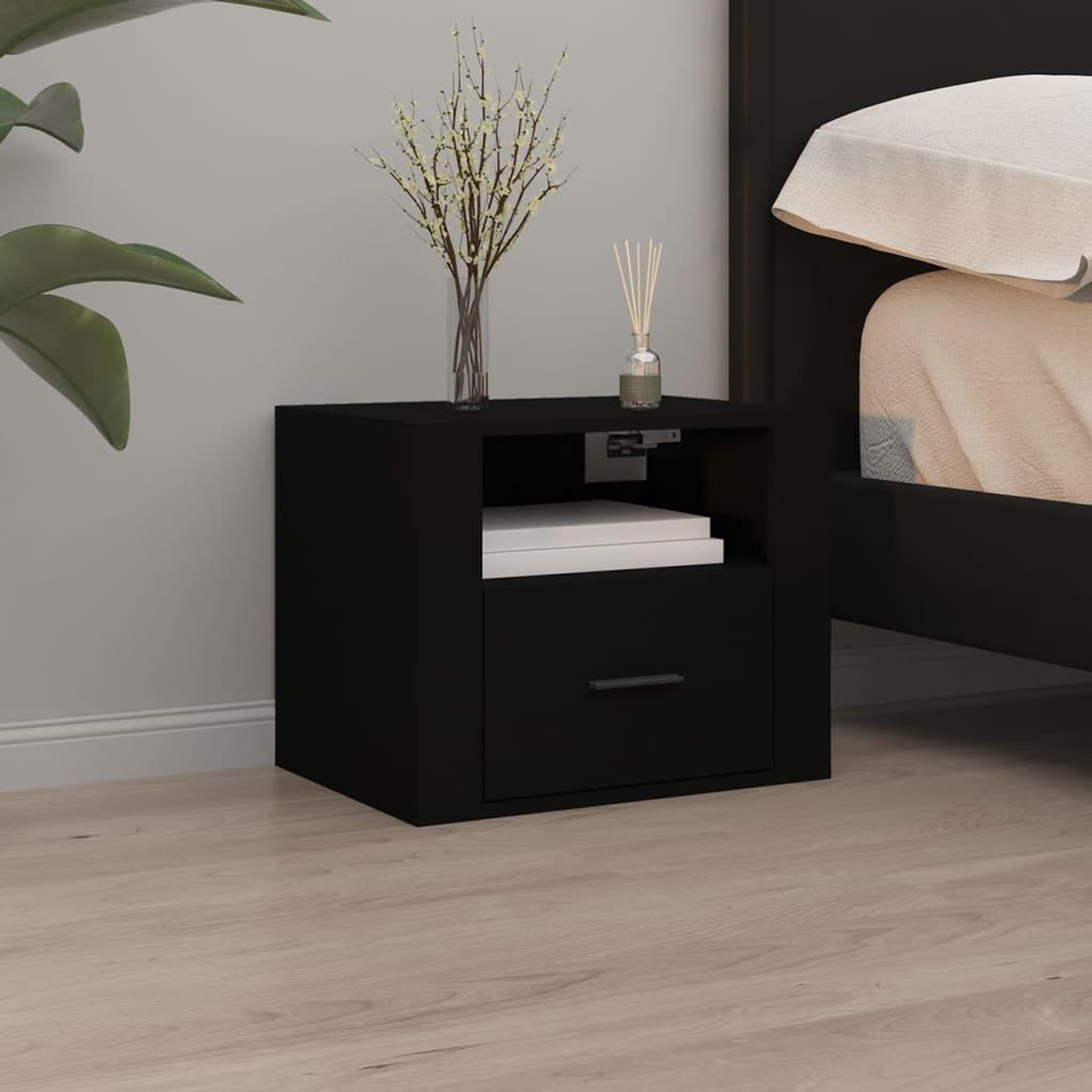 Voir la diapositive 3 : VIDAXL Tables de chevet murales 2 pcs Noir 50x36x40 cm