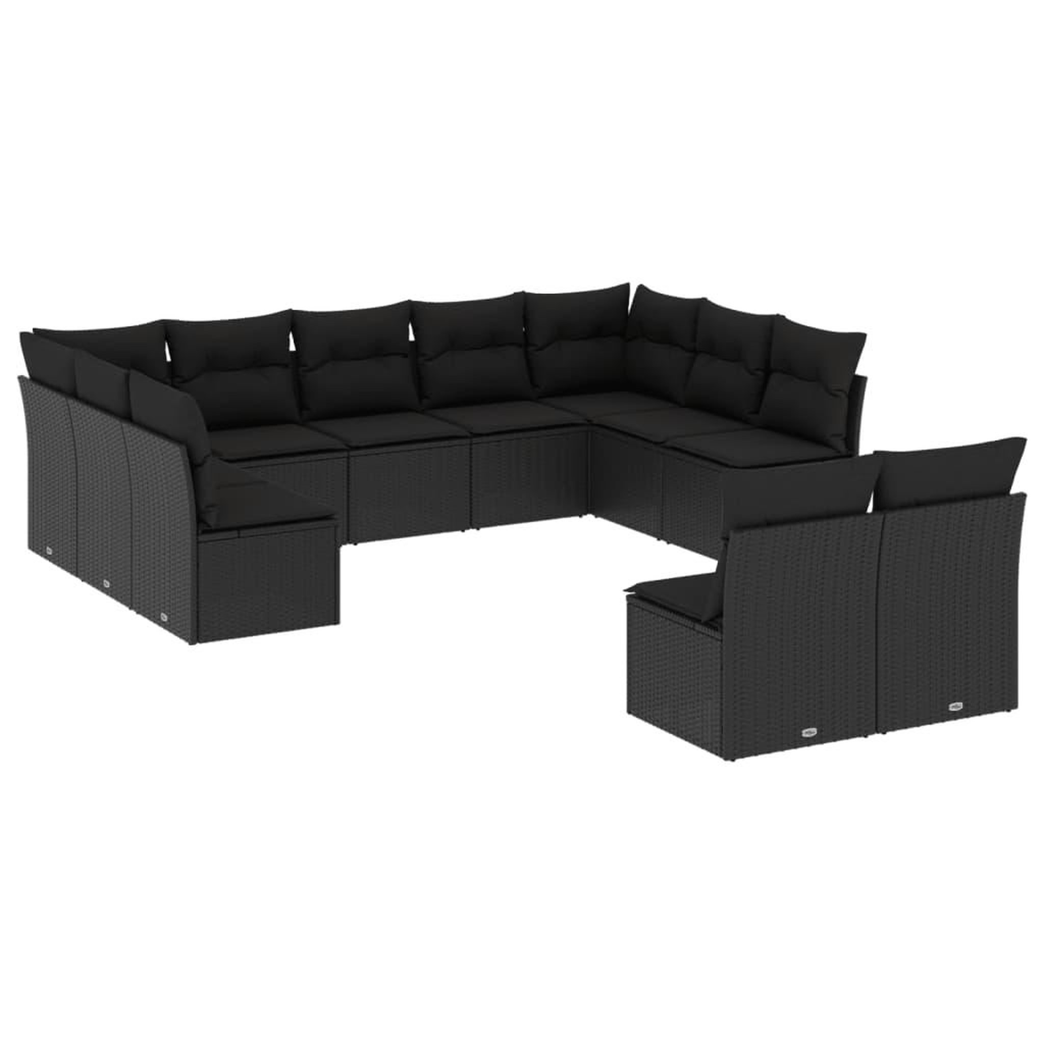 Voir la diapositive 2 : VIDAXL Salon de jardin 11 pcs avec coussins noir resine tressee