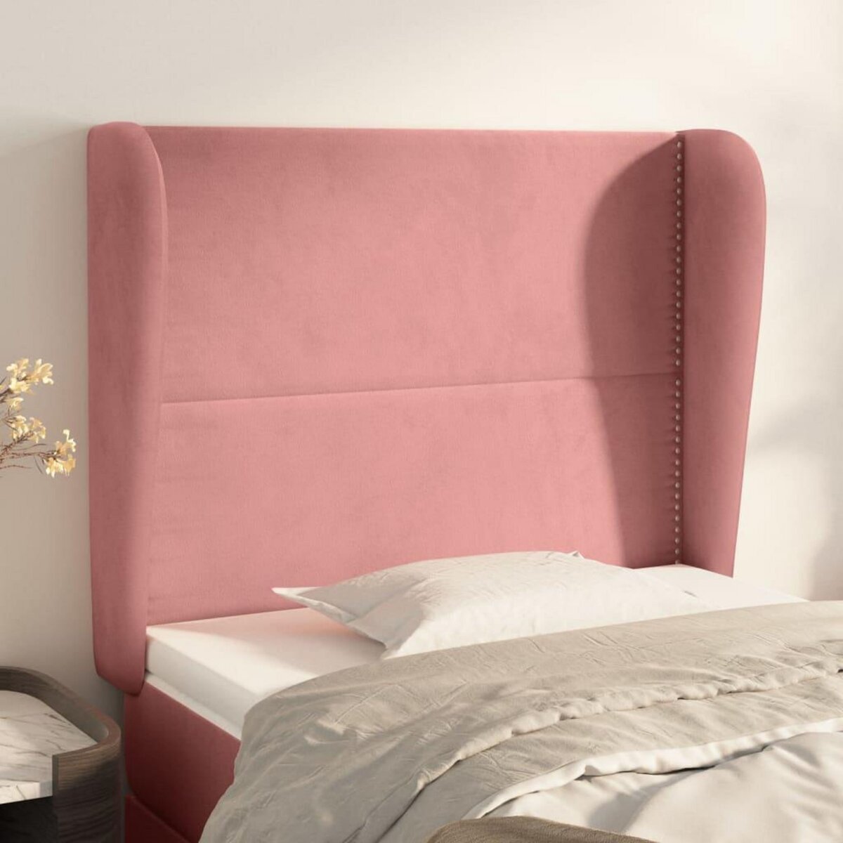 VIDAXL Tete de lit avec oreilles Rose 103x23x118/128 cm Velours