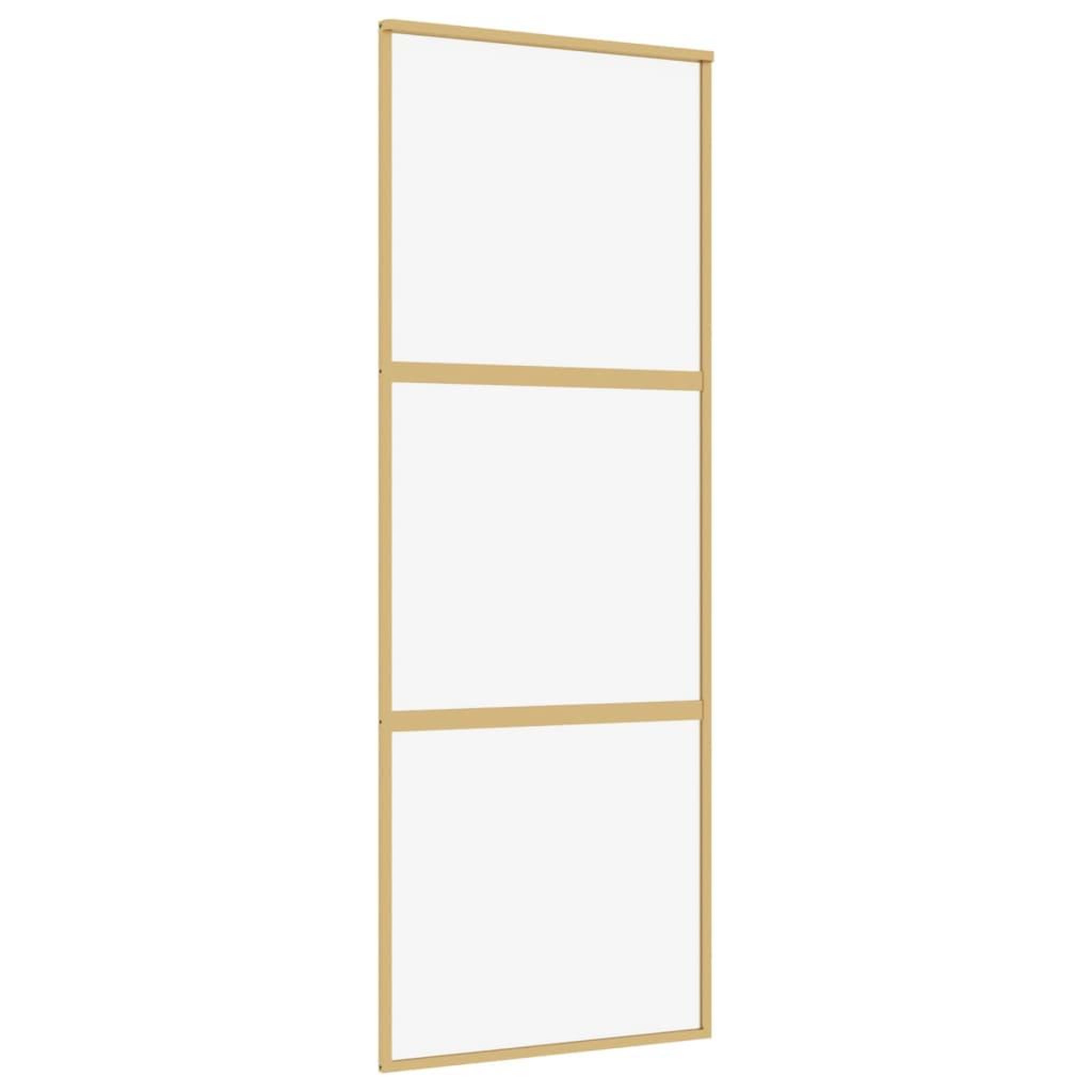 Voir la diapositive 2 : VIDAXL Porte coulissante dore 76x205 cm verre ESG clair et aluminium