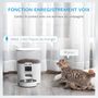Voir la diapositive 5 : PAWHUT Distributeur de nourriture chat chien - distributeur de croquettes automatique programmable - gamelle incluse - acier inox. ABS blanc