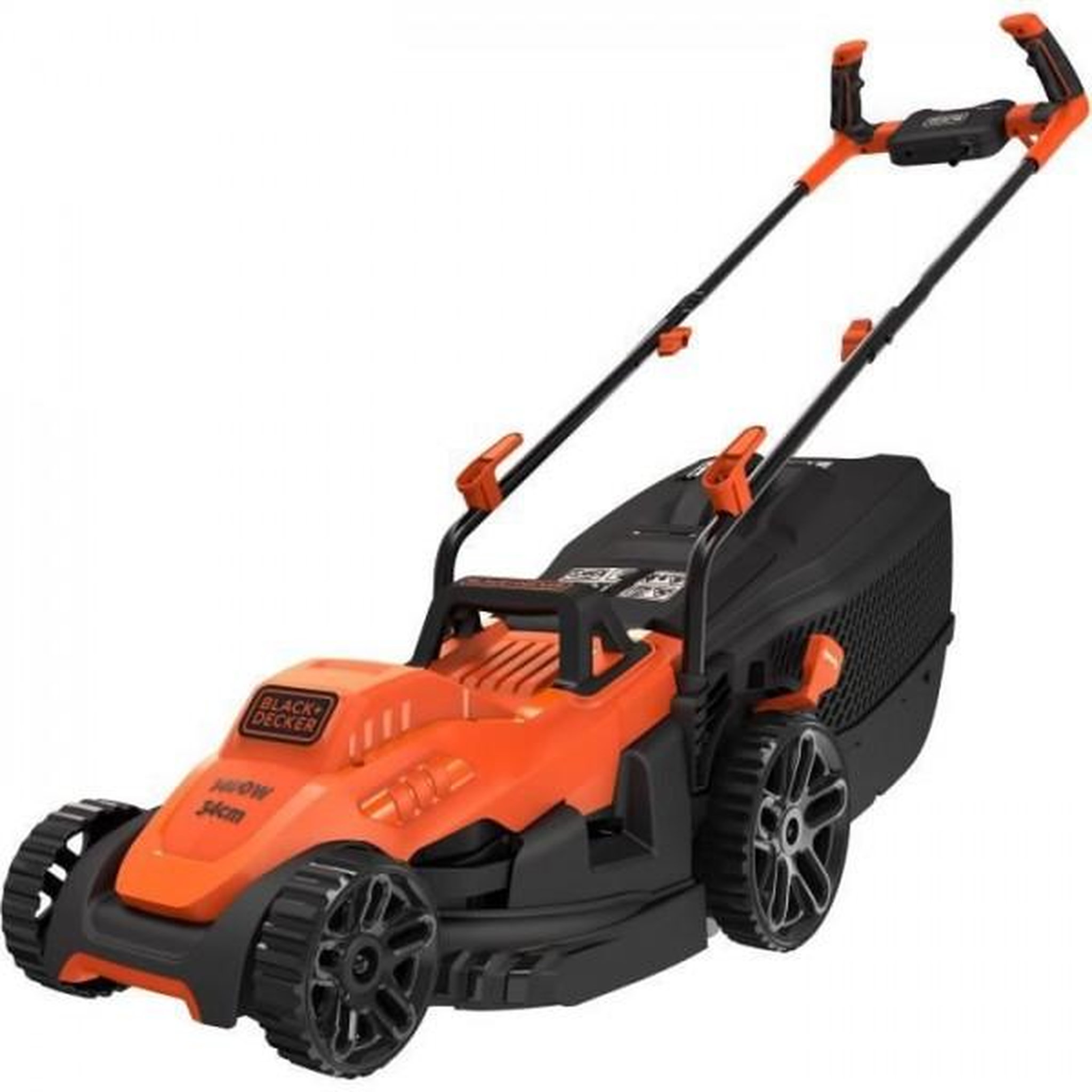 Black et Decker Tondeuse a Gazon BLACK+DECKER   Filaire 1400W Poignée BIKE BEMW461BH-QS 34 cm - 6 Hauteurs Réglables - Idéale pour 300 a 400m²