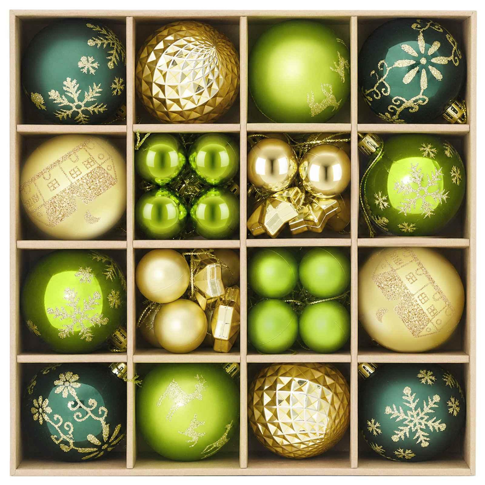 Voir la diapositive 4 : VIDAXL Ensemble de boules de Noël 88 pc Vert clair, or et vert fonce