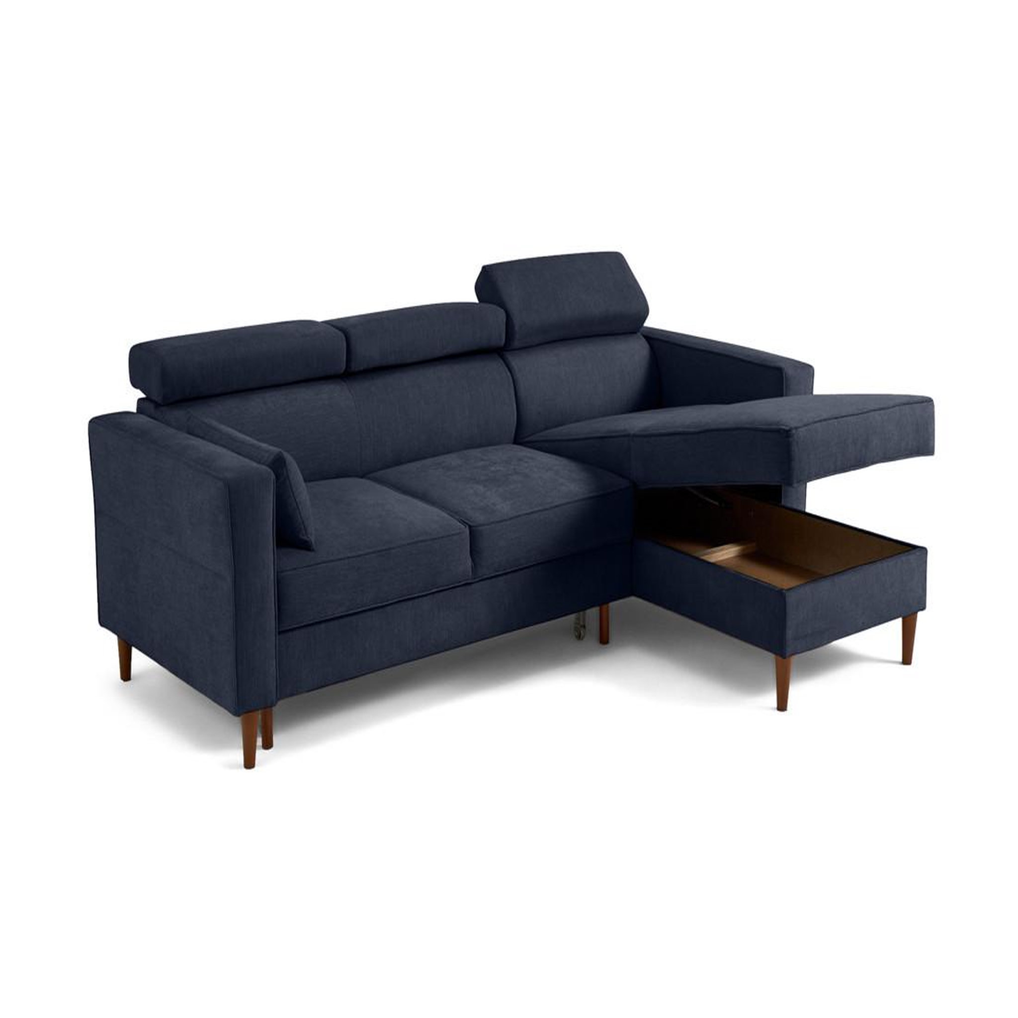 Voir la diapositive 5 : BEST MOBILIER Alicante - canapé d'angle réversible convertible avec têtières - coffre - 4 places - en tissu texturé
