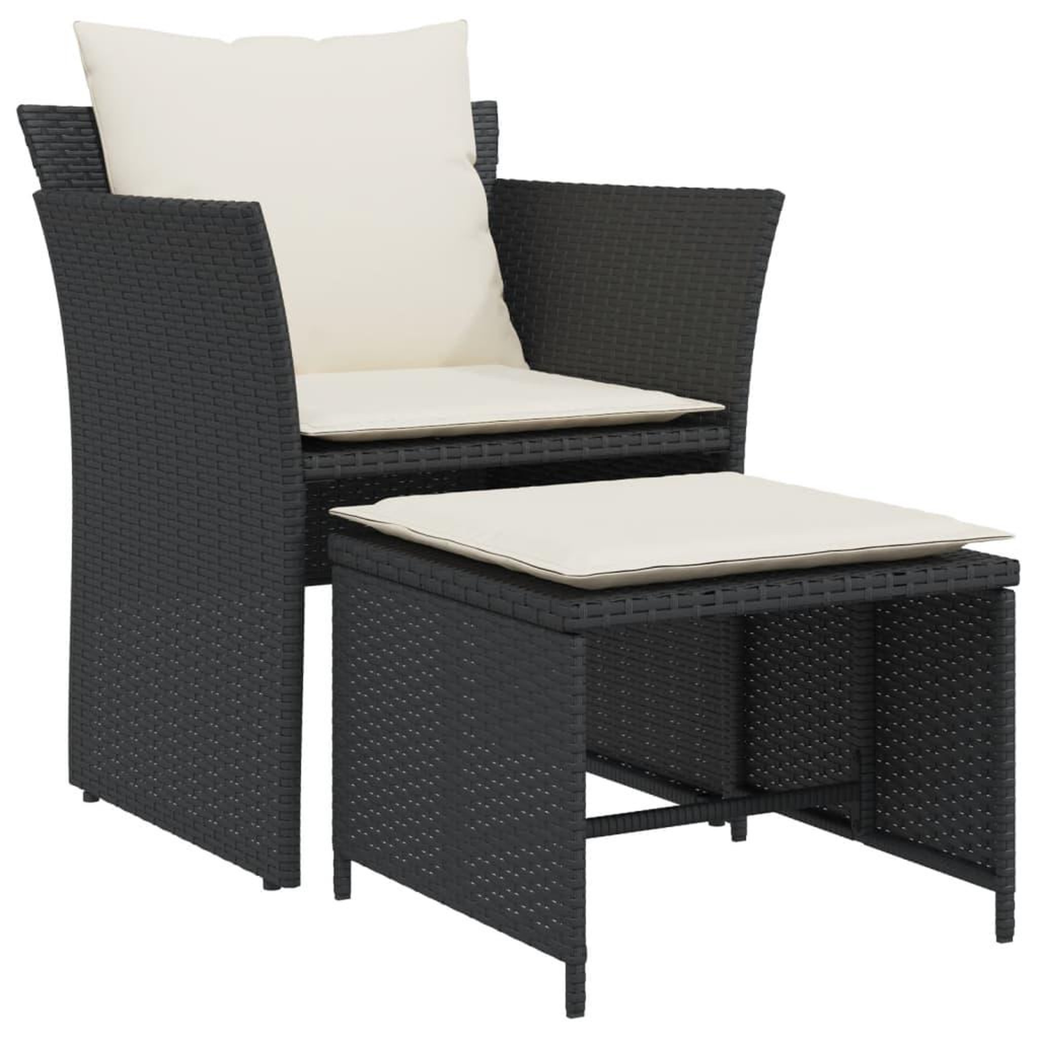 Voir la diapositive 2 : VIDAXL Chaise de jardin avec tabouret noir resine tressee