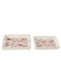 Voir la diapositive 2 : Paris Prix Lot de 2 Plateaux  Motif Fleurs  41cm Rose & Blanc