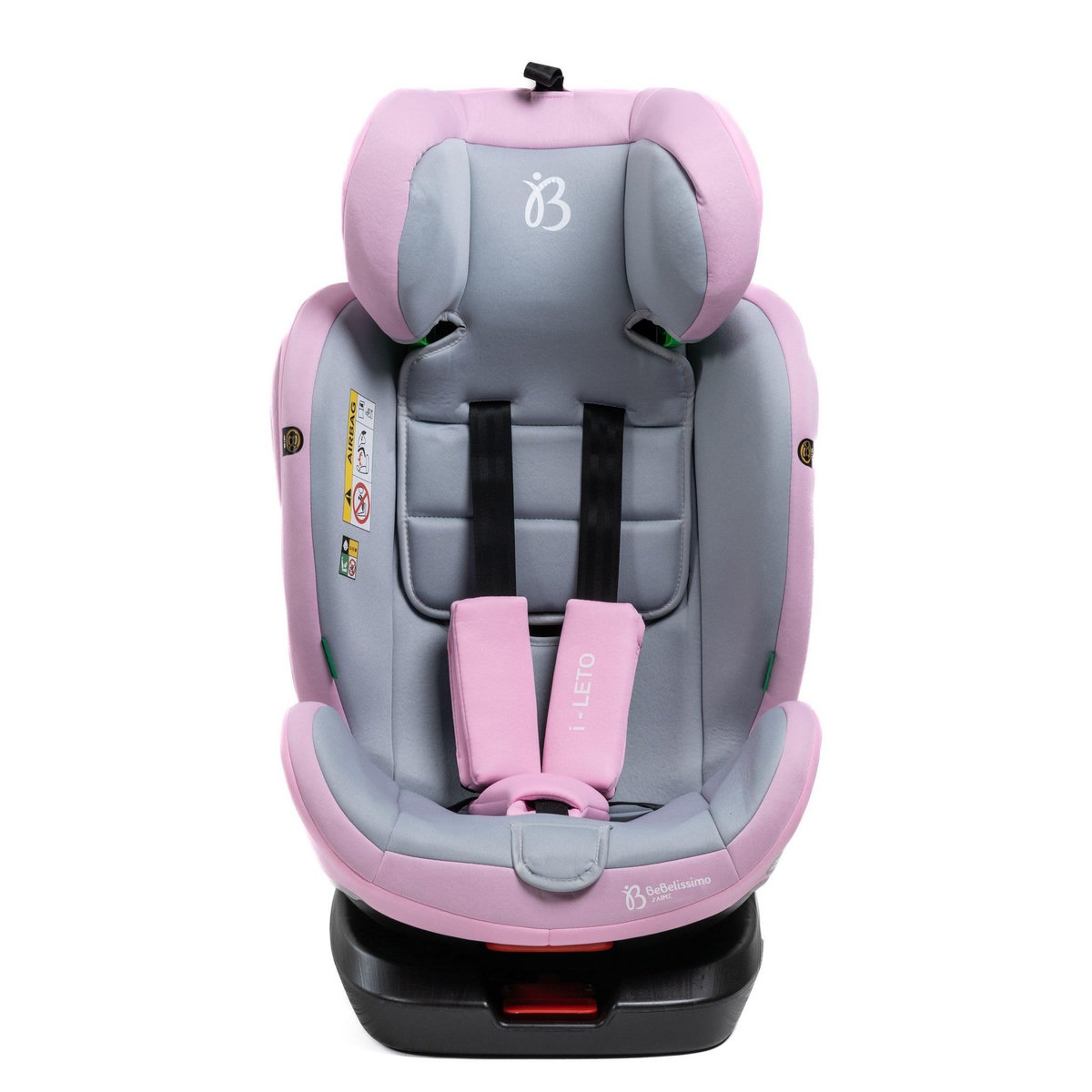 BEBELISSIMO BEBELISSIMO - Siège auto Isofix - pivotant 360 ° - groupe 0+/1/2/3 - (0-36kg) - i-Leto - rose - protections latérales