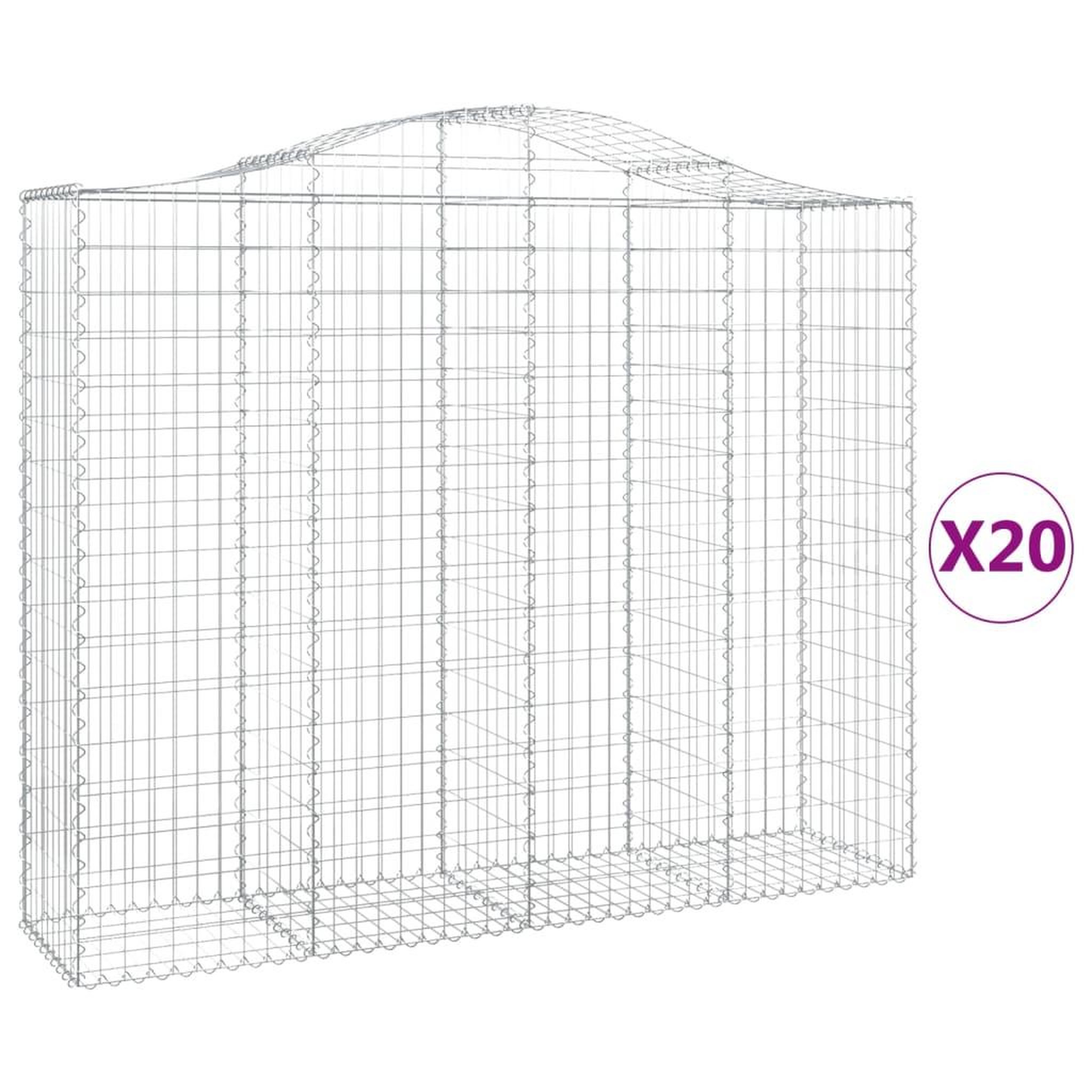 Voir la diapositive 2 : VIDAXL Paniers a gabions arques 20 pcs 200x50x160/180 cm Fer galvanise