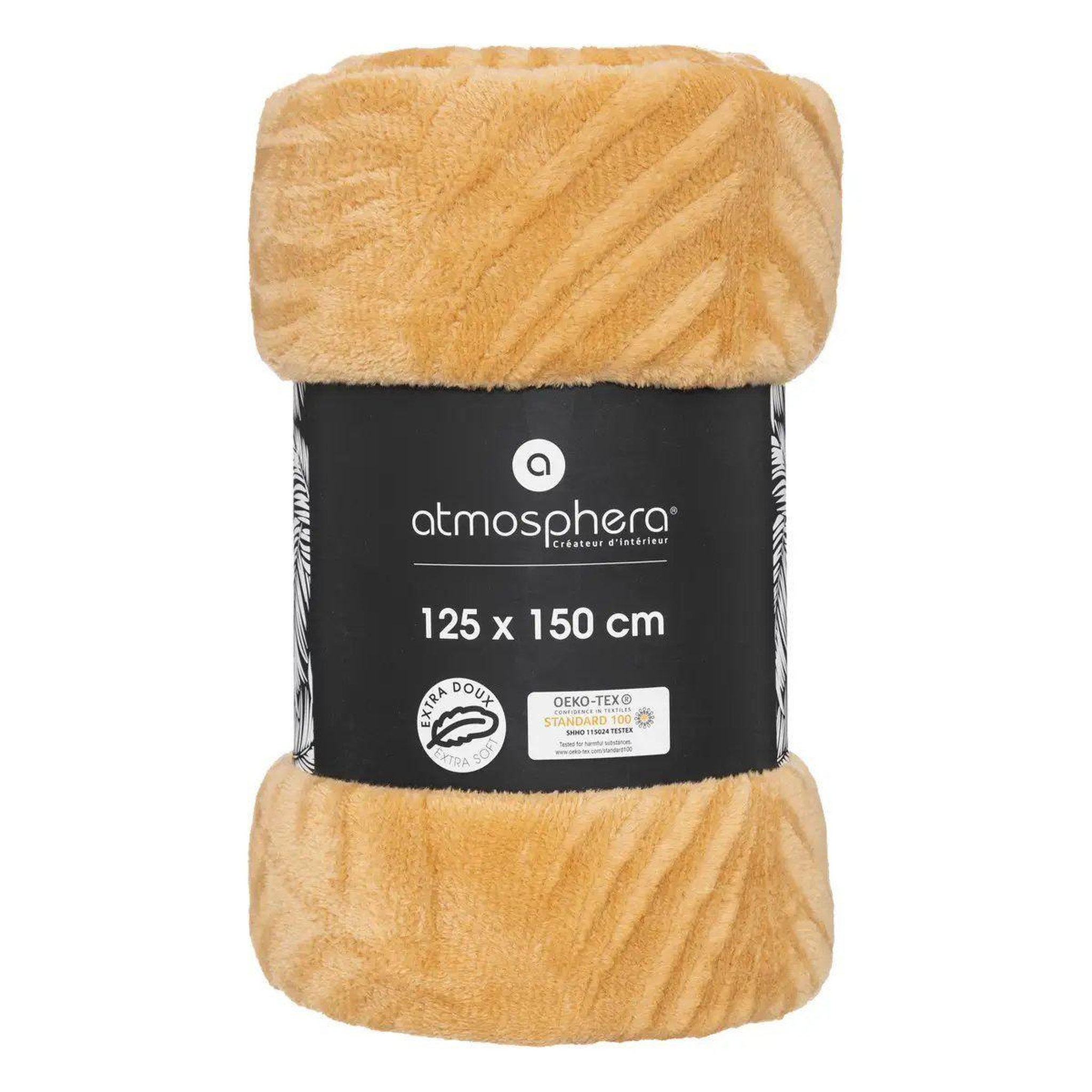 Voir la diapositive 3 : ATMOSPHERA Plaid en flanelle  zoa  125x150cm ocre