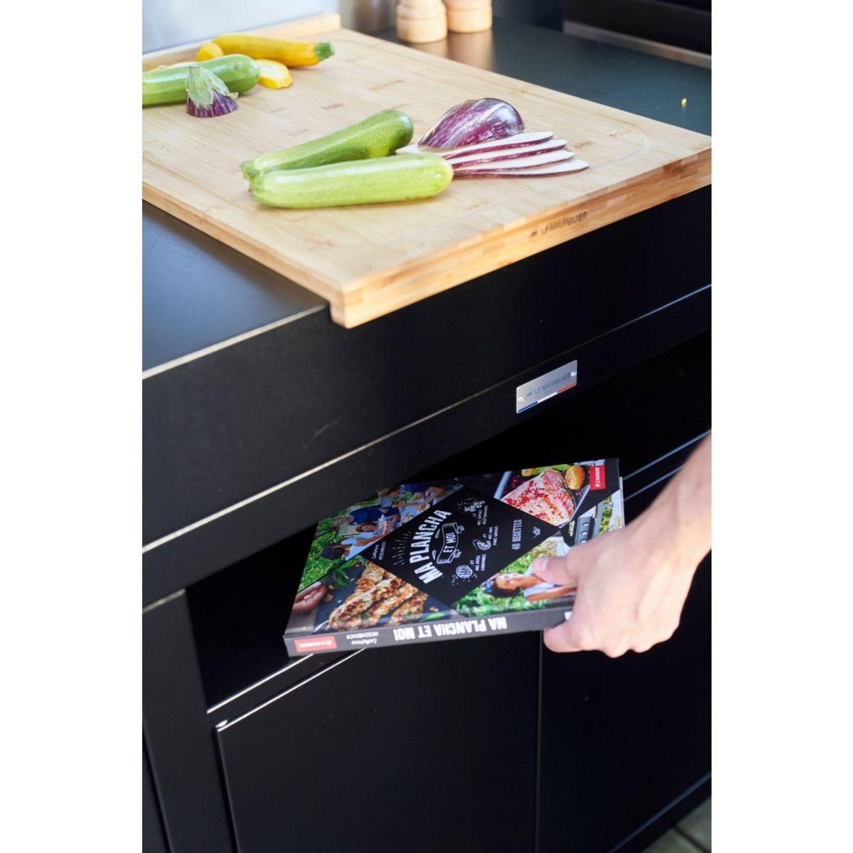 Le marquier Meuble de cuisine extérieure avec tablette 80 x 55 cm noir