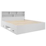 BEST MOBILIER Andrea - lit avec rangements - 180x200 cm - sommier inclus - bois. Coloris disponibles : Blanc