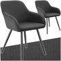 Voir la diapositive 1 : tectake Chaise de salle à manger rembourrée en velours côtelé anthracite-noir Lot de 2