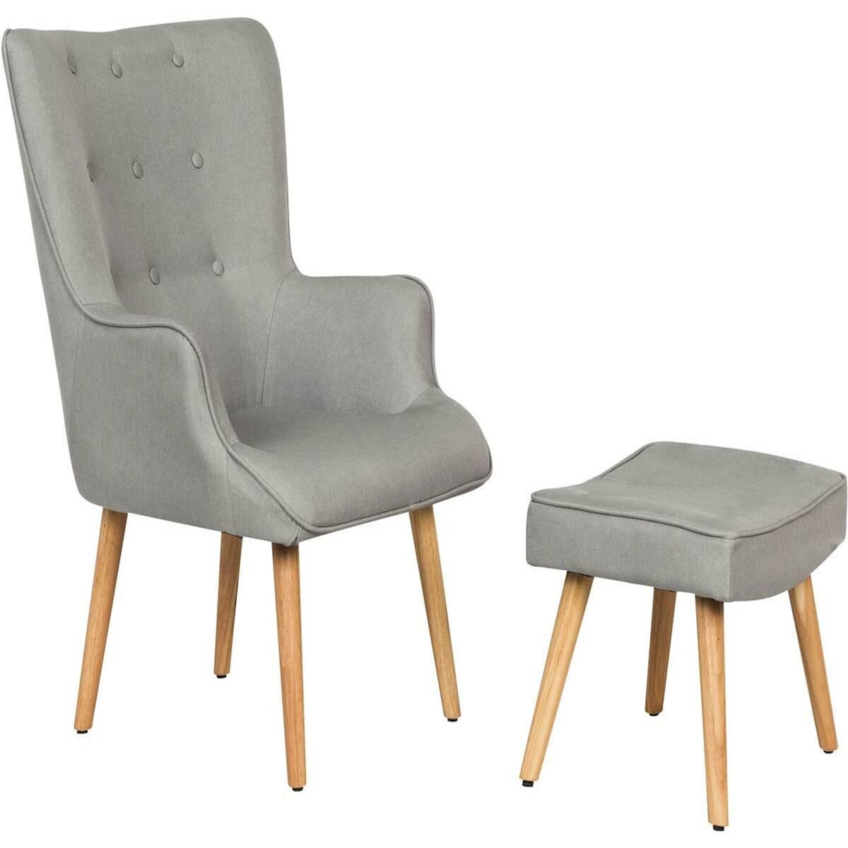 Habitat et Jardin Fauteuil style scandinave en tissu  Odense  - 1 place - Gris clair