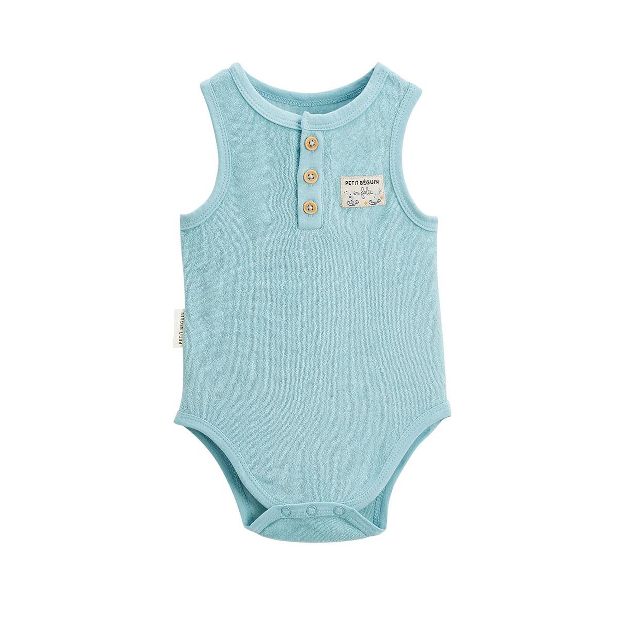Voir la diapositive 3 : Petit Béguin Lot de 2 bodies bébé sans manches en éponge cayo coco