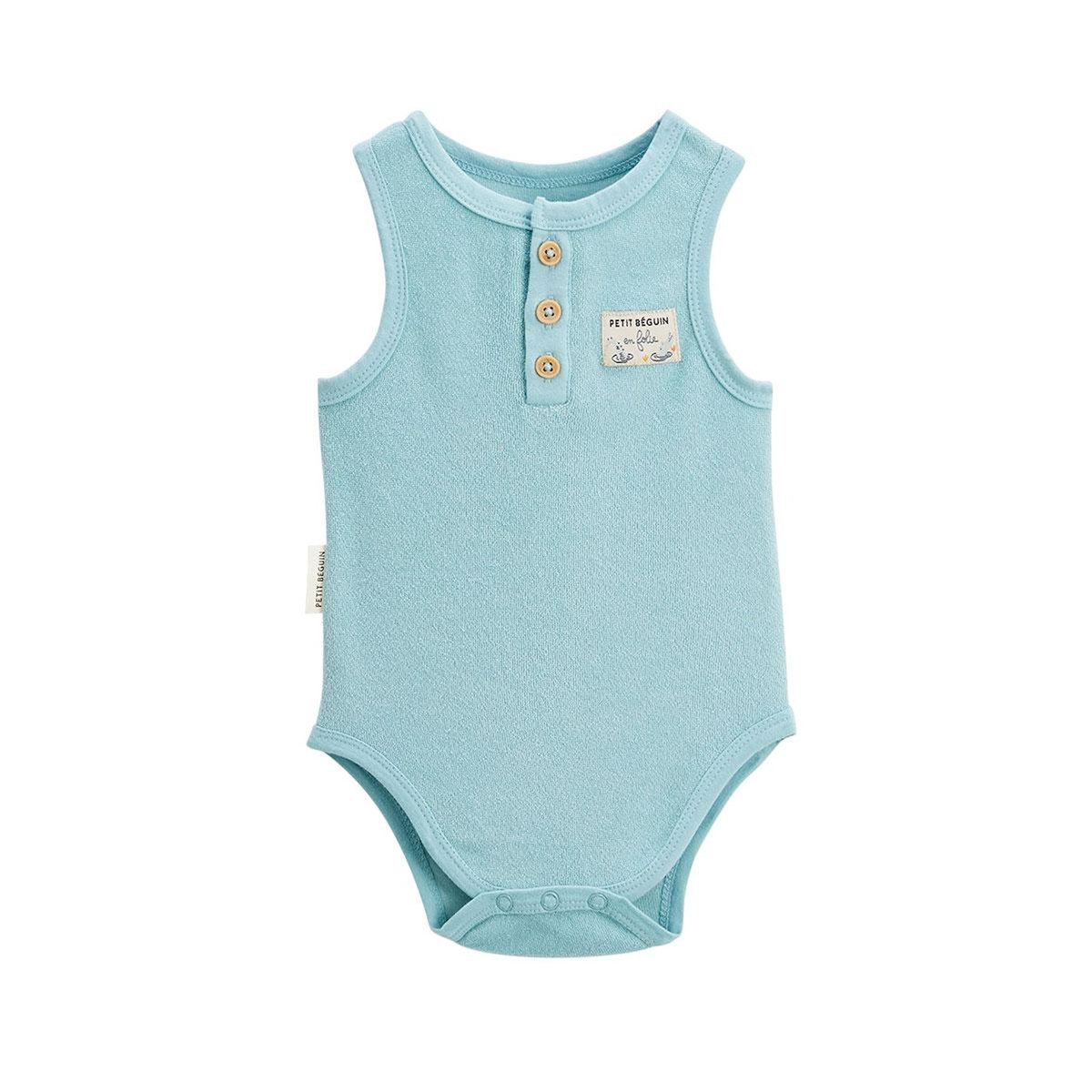 Petit Béguin Lot de 2 bodies bébé sans manches en éponge Cayo coco