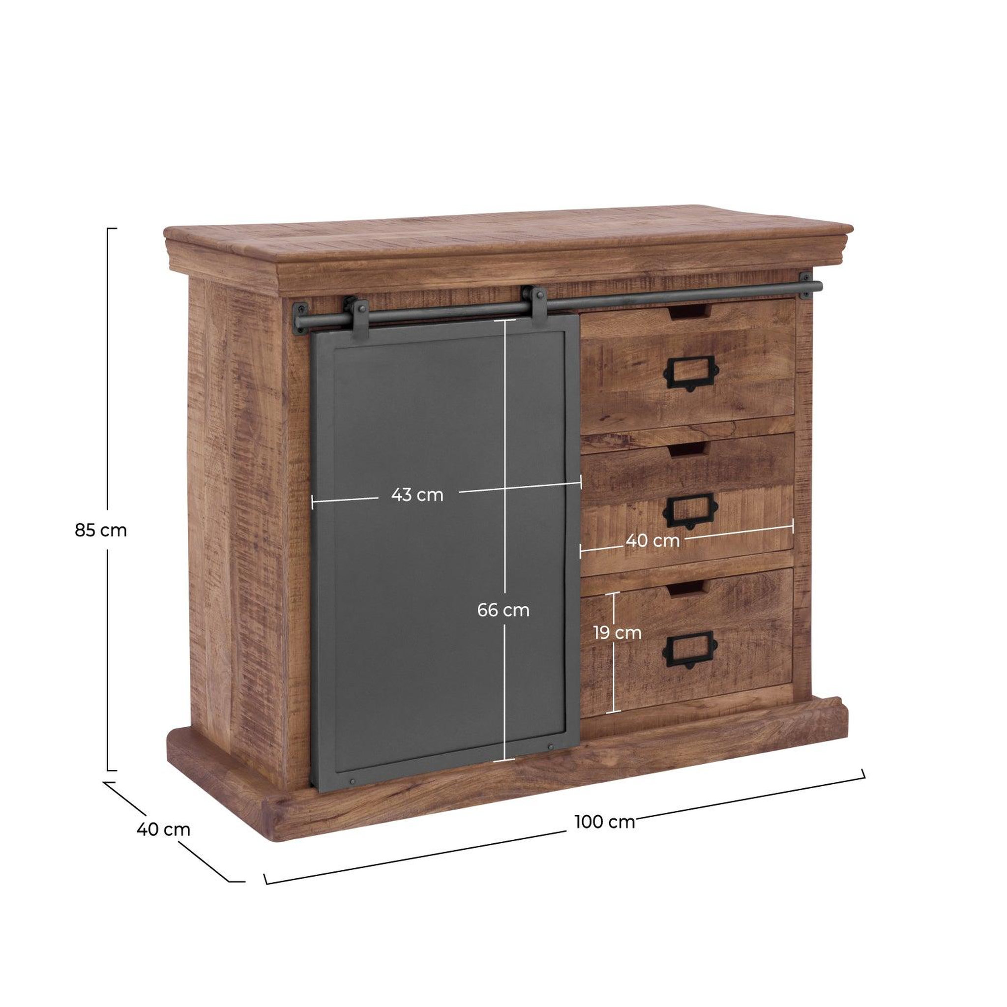 Voir la diapositive 4 : MAISON PAVANE Petit buffet en bois de manguier massif et métal-tabuk