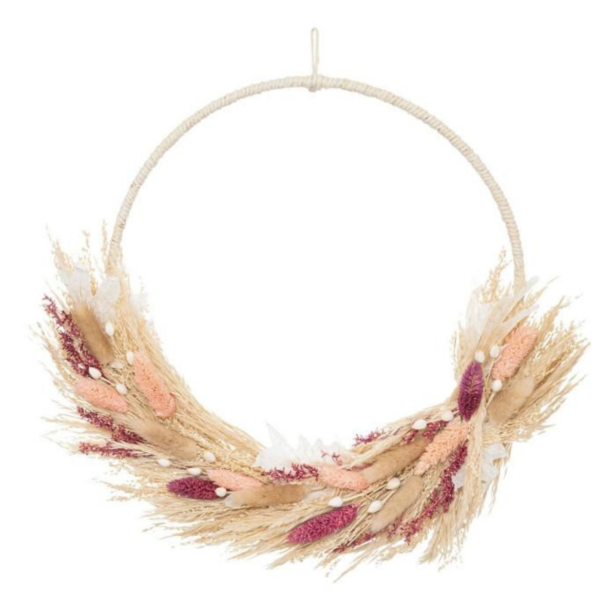 ATMOSPHERA Couronne de Fleurs Séchées  Murale  34cm Rose