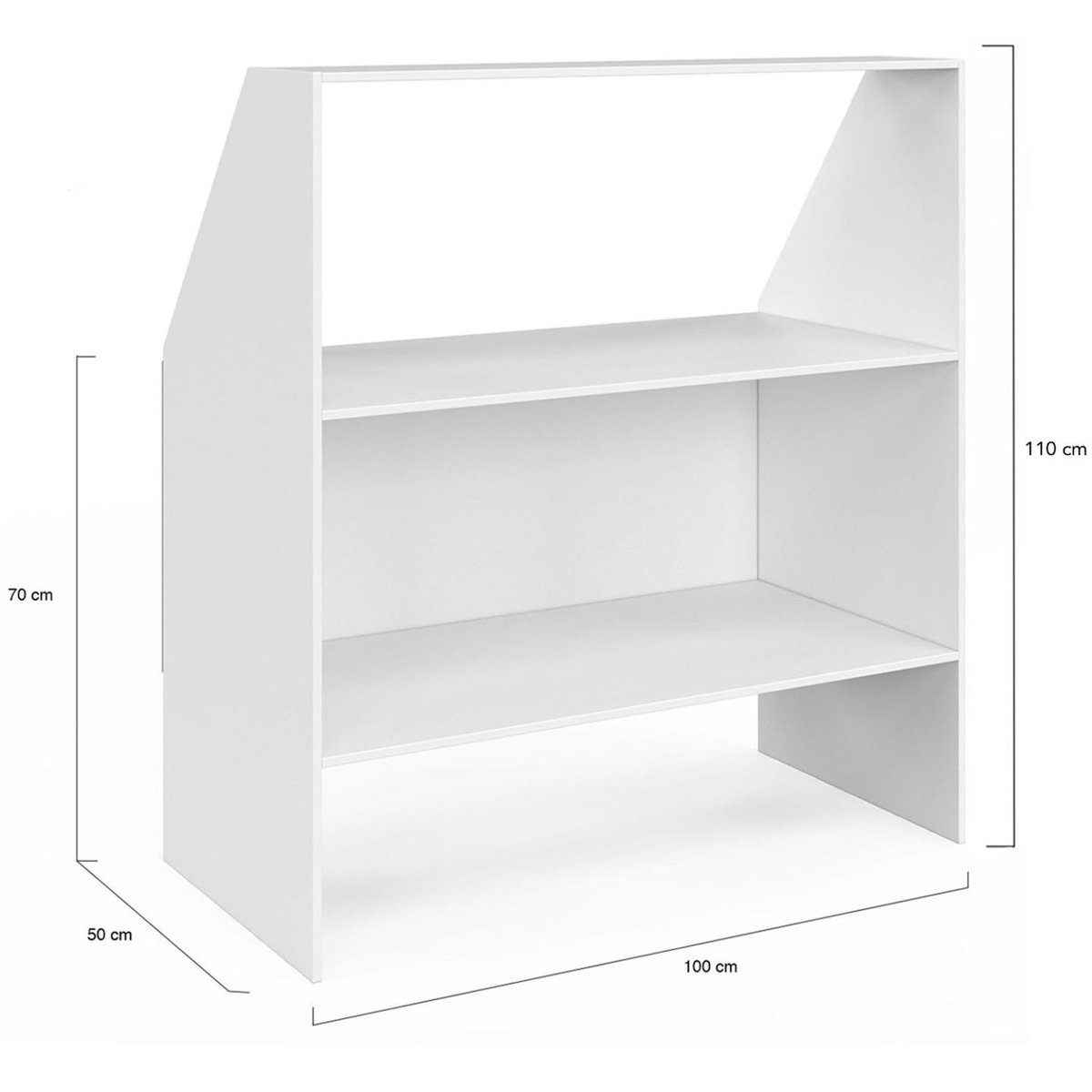 ID MARKET Etagère sous pente 2 niveaux TOMI 100 x 50 x 70/110 cm blanc