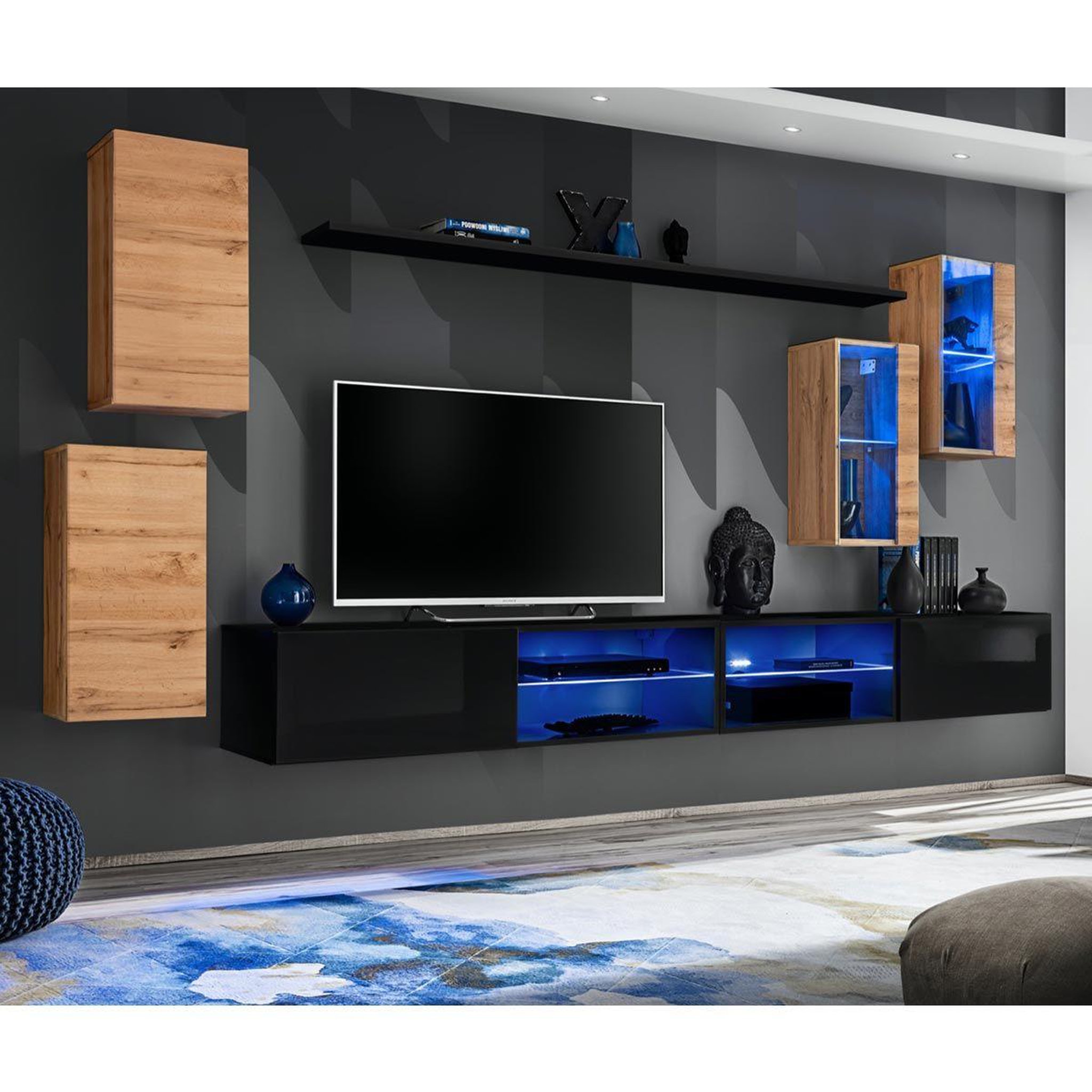 Paris Prix Ensemble meuble tv  switch xxv  280cm naturel & noir