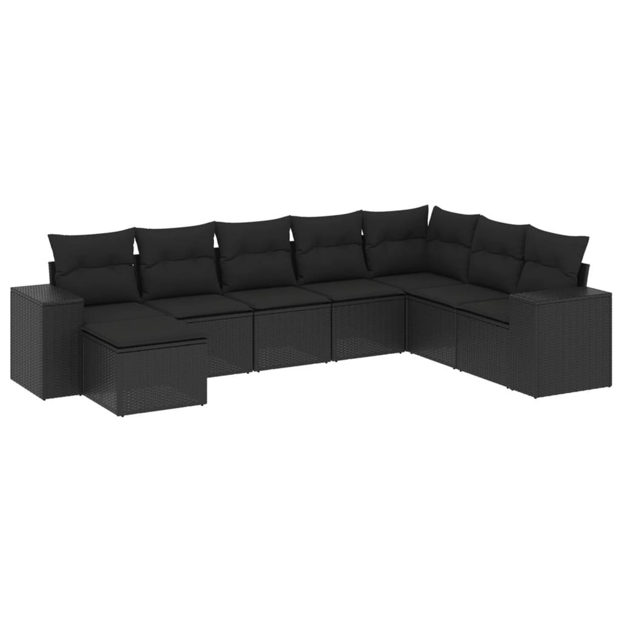 Voir la diapositive 2 : VIDAXL Salon de jardin 8 pcs avec coussins noir resine tressee