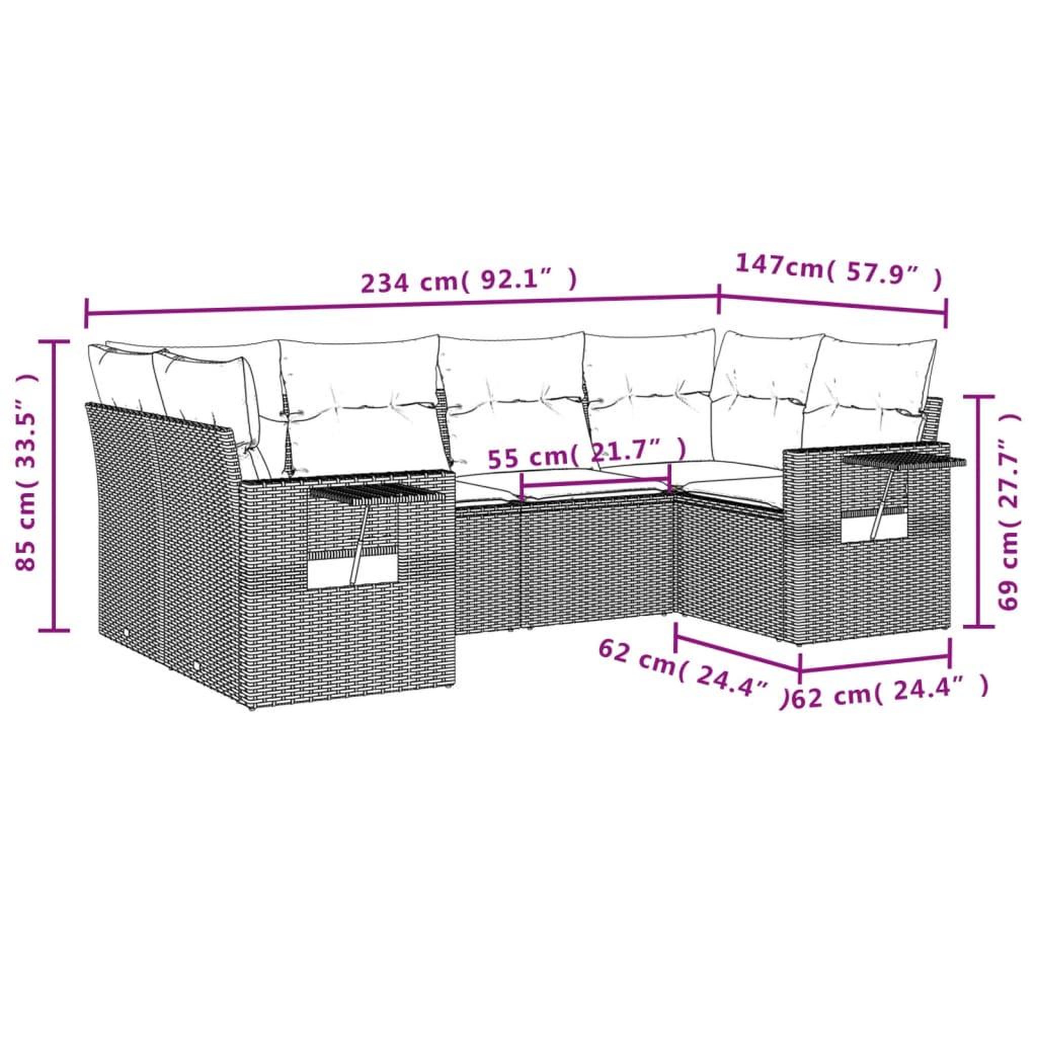 Voir la diapositive 6 : VIDAXL Salon de jardin 6 pcs avec coussins noir resine tressee