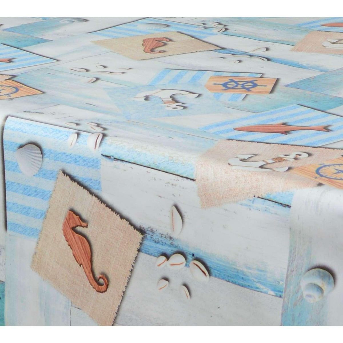 HABITABLE Nappe en toile cirée rectangulaire Hypo - 140 x 250 cm - Bleu