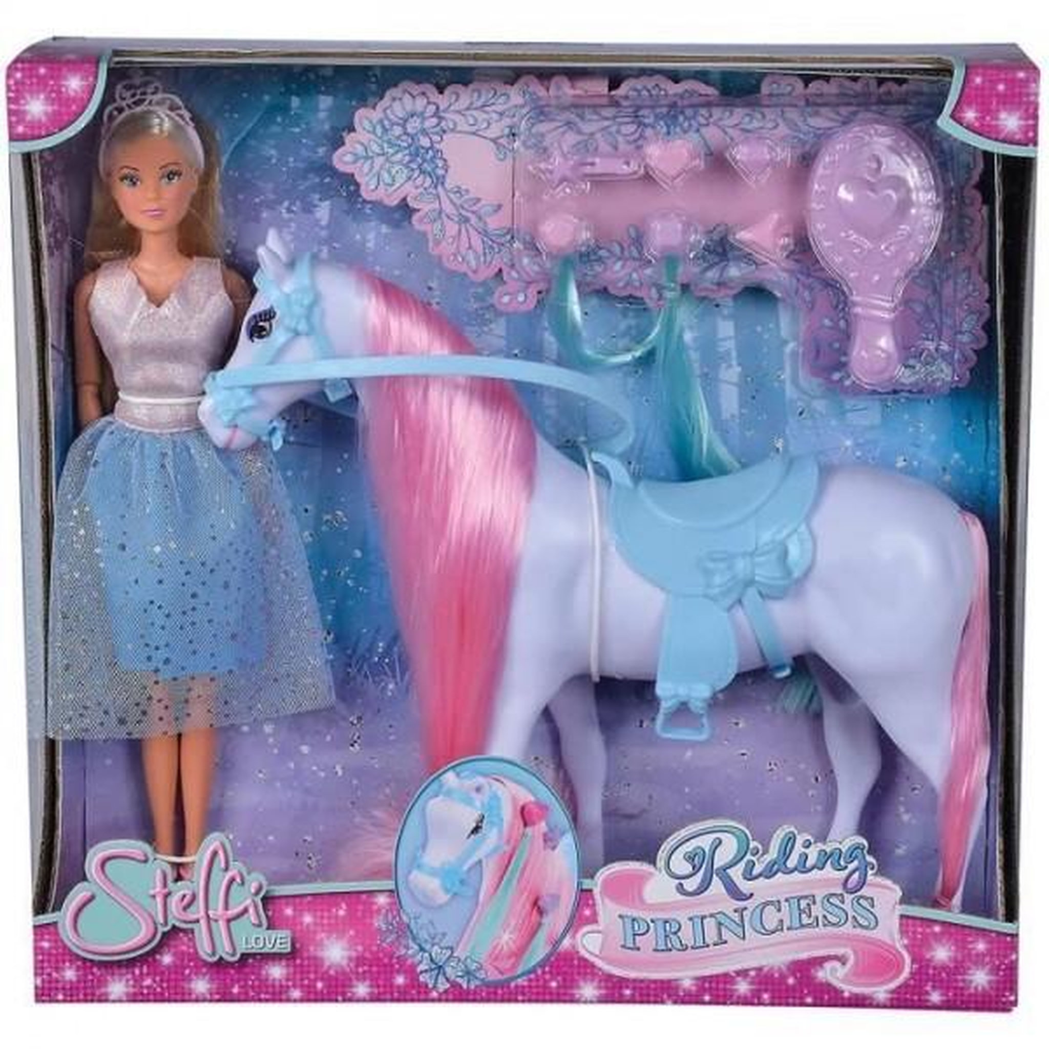 Voir la diapositive 4 : SIMBA.DICKIE.GROUP Simba - Steffi Love Princesse et Cheval - Poupée Mannequin 29cm - Robe + Tiare - Accessoires de Coiffure inclu