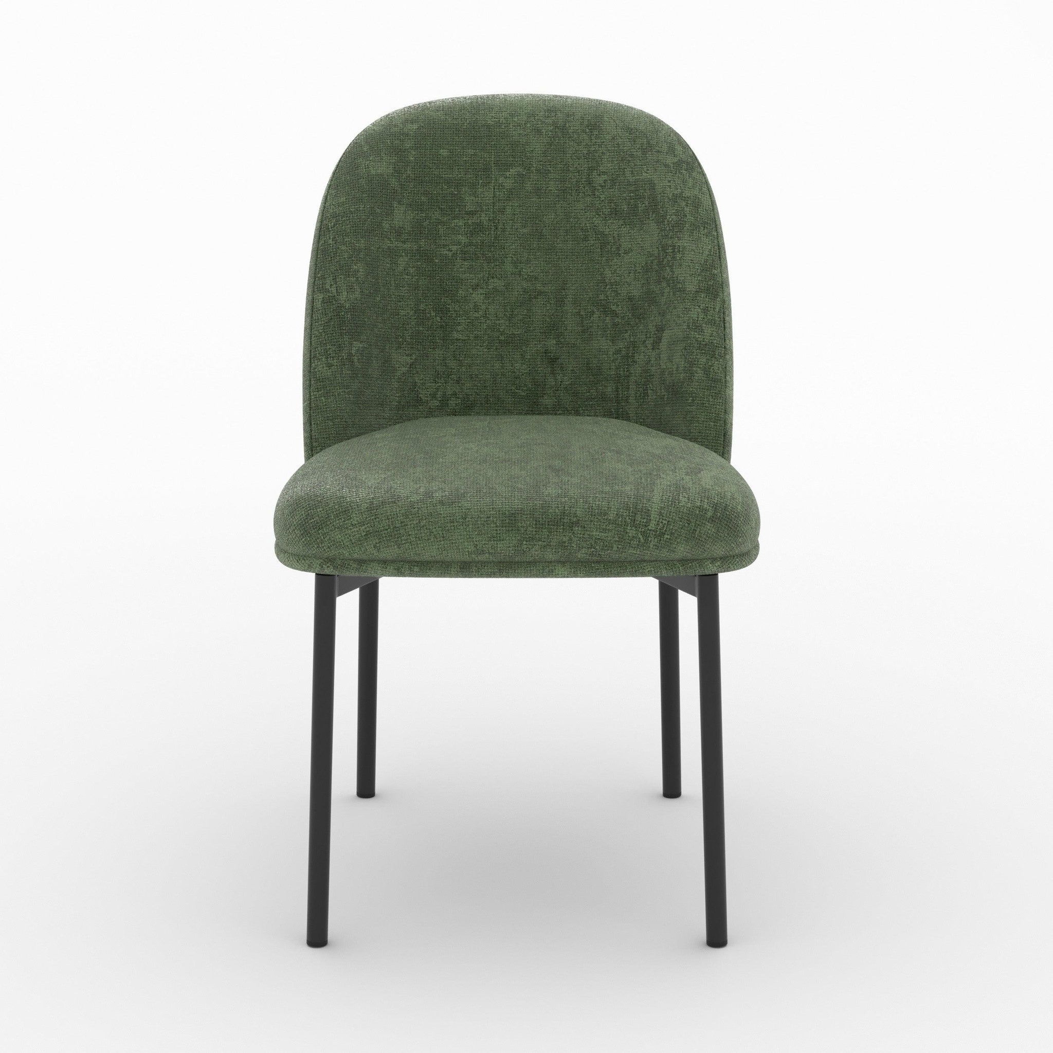 Voir la diapositive 3 : MAISON PAVANE Lot de 2 chaises en tissu vert sapin et pieds métal noir-noah