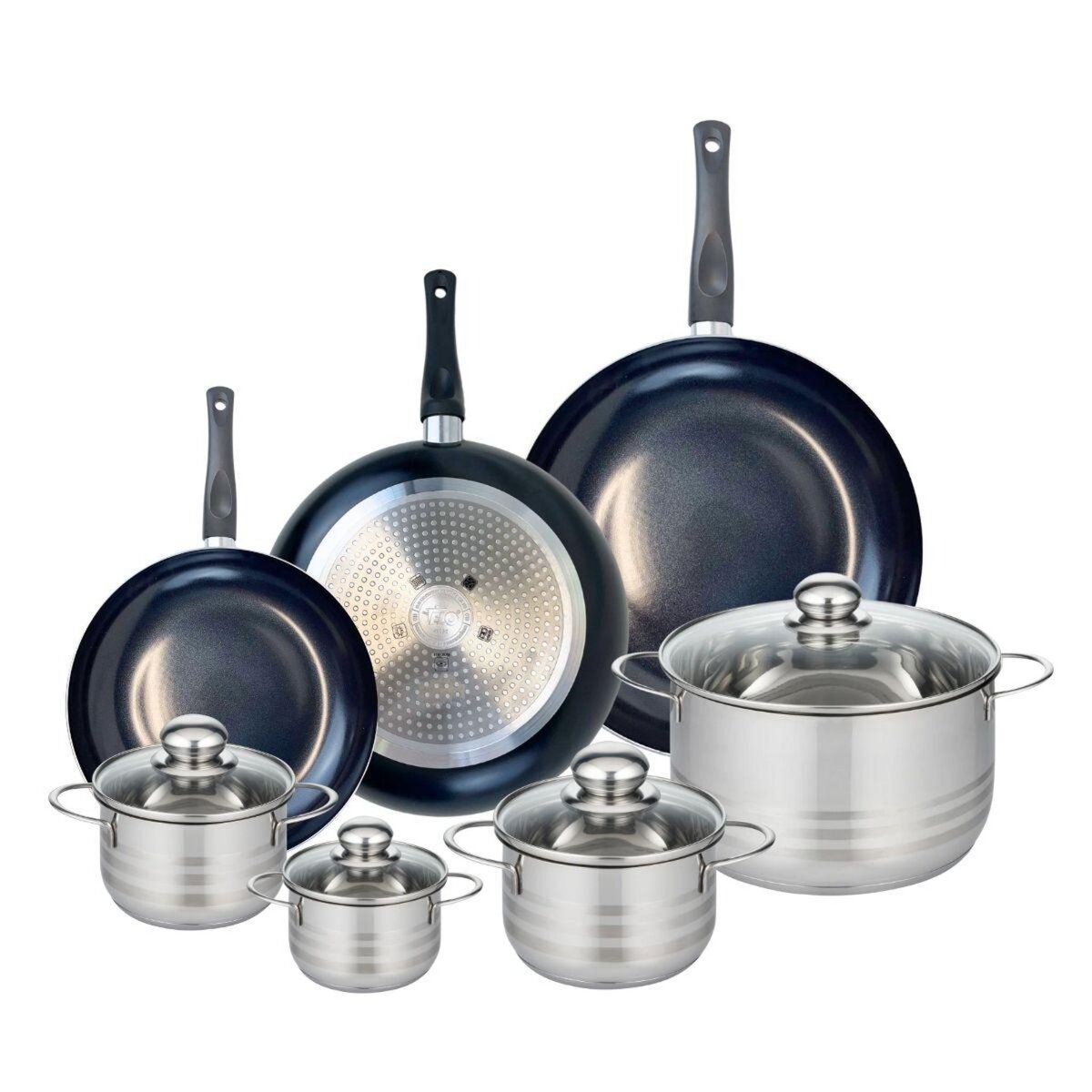 ELO Ensemble de 3 Poêles de cuisson 24, 28 et 32 cm et 4 faitouts 12, 14, 16 et 24 cm Elo Prima Brillant