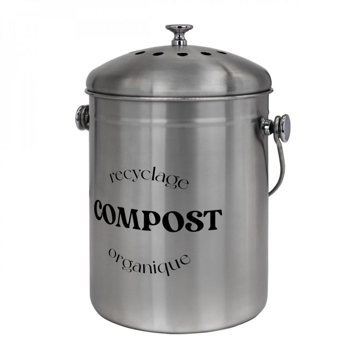 LINXOR Composteur, bac, poubelle à compost de cuisine 5L rond en Inox - Gris