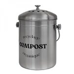 LINXOR Composteur, bac, poubelle à compost de cuisine 5L rond en Inox - Gris