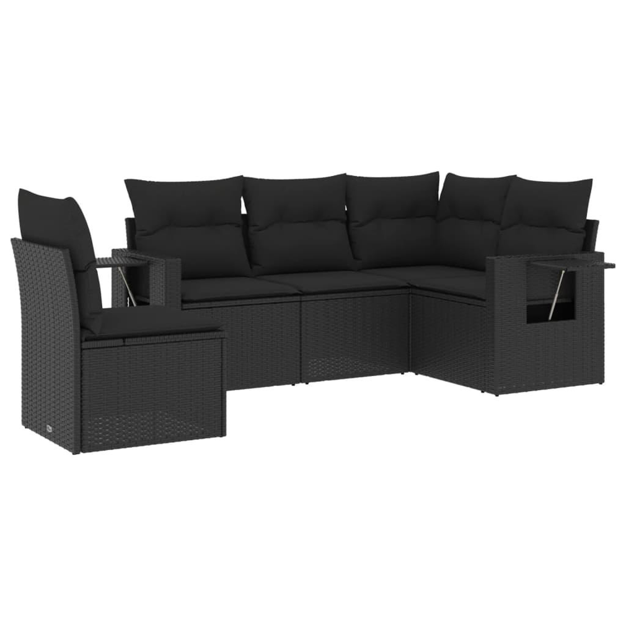 Voir la diapositive 2 : VIDAXL Salon de jardin 5 pcs avec coussins noir resine tressee