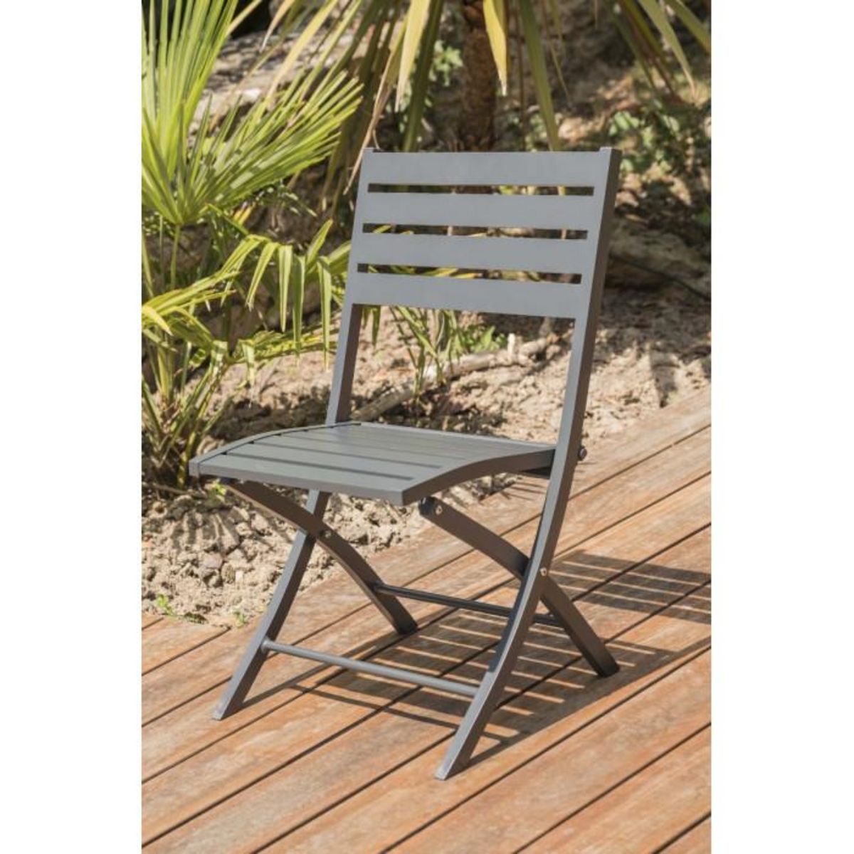 Paris Prix Lot de 2 Chaises de Jardin Pliantes  Marius  82cm Gris Anthracite