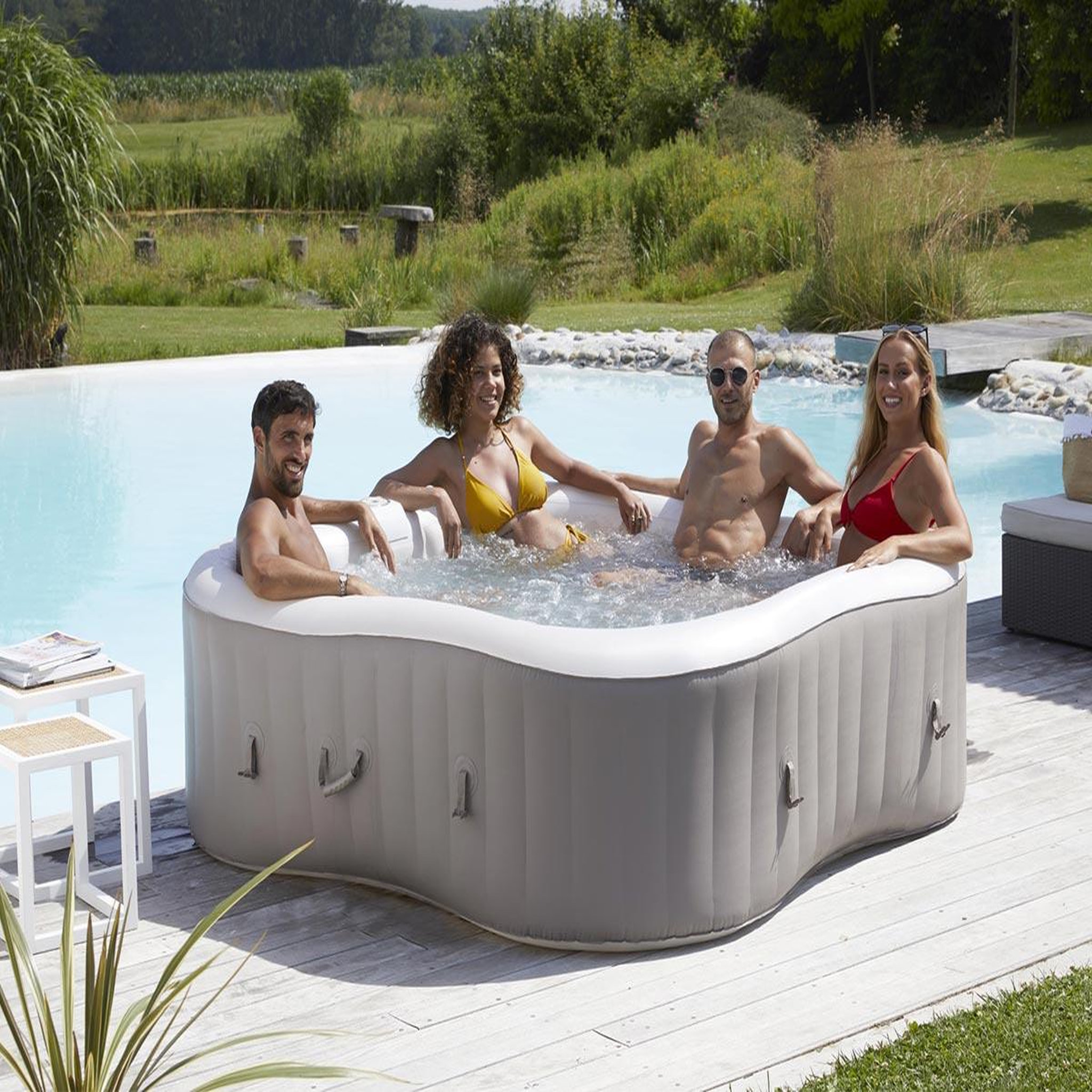 Voir la diapositive 3 : INFINITE SPA Spa gonflable élite plus trèfle bulles 4 places + accessoires offerts - infinite spa
