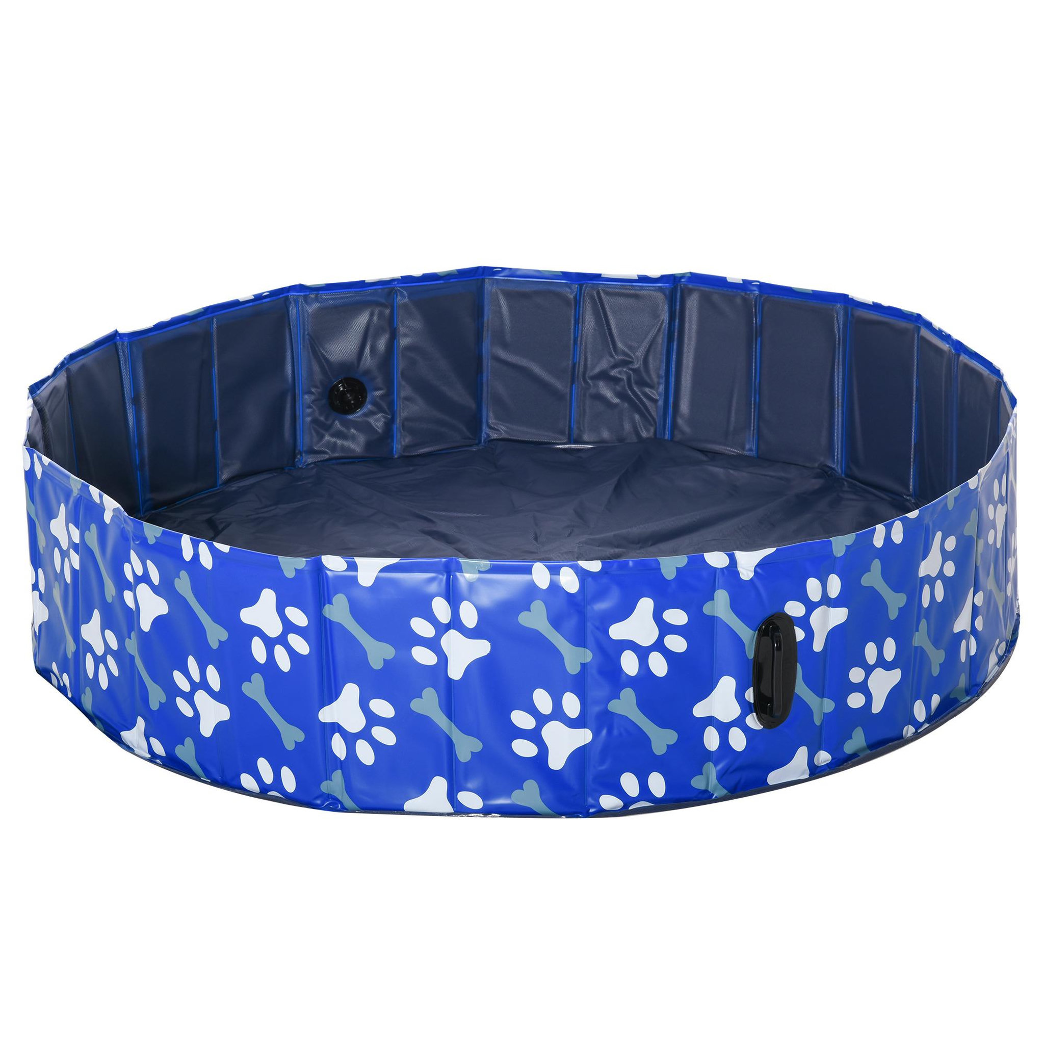 Voir la diapositive 1 : PAWHUT Piscine pour chien bassin PVC pliable anti-glissant facile à nettoyer Ø 1,4 m hauteur 30 cm motifs os pattes bleu