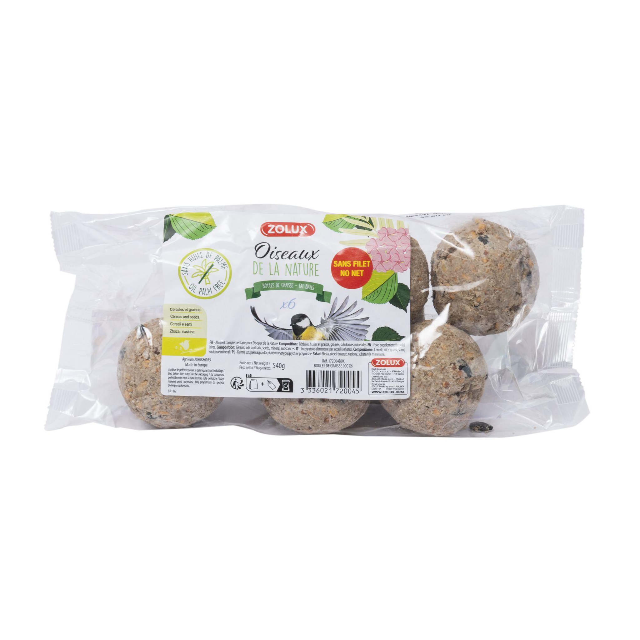 Zolux Boules de graisse pour oiseaux 90gr  6 pcs  Zolux
