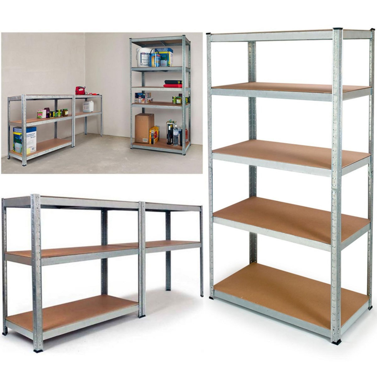 ID MARKET Etagère modulable charges lourdes en métal 5 plateaux