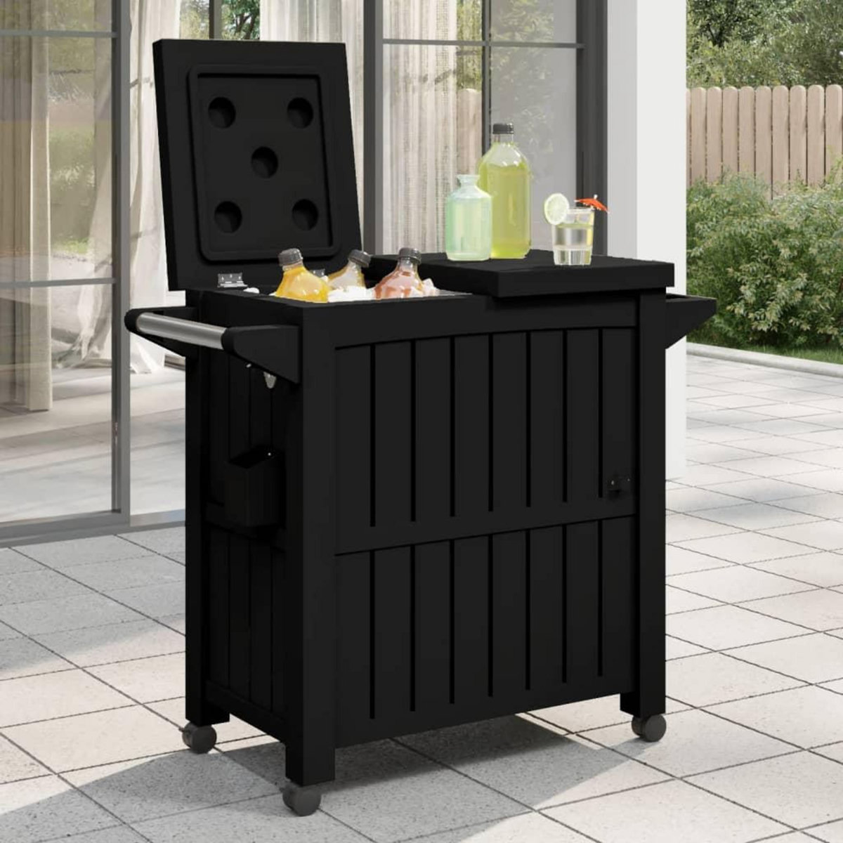 VIDAXL Chariot de service 3 en 1 noir polypropylene