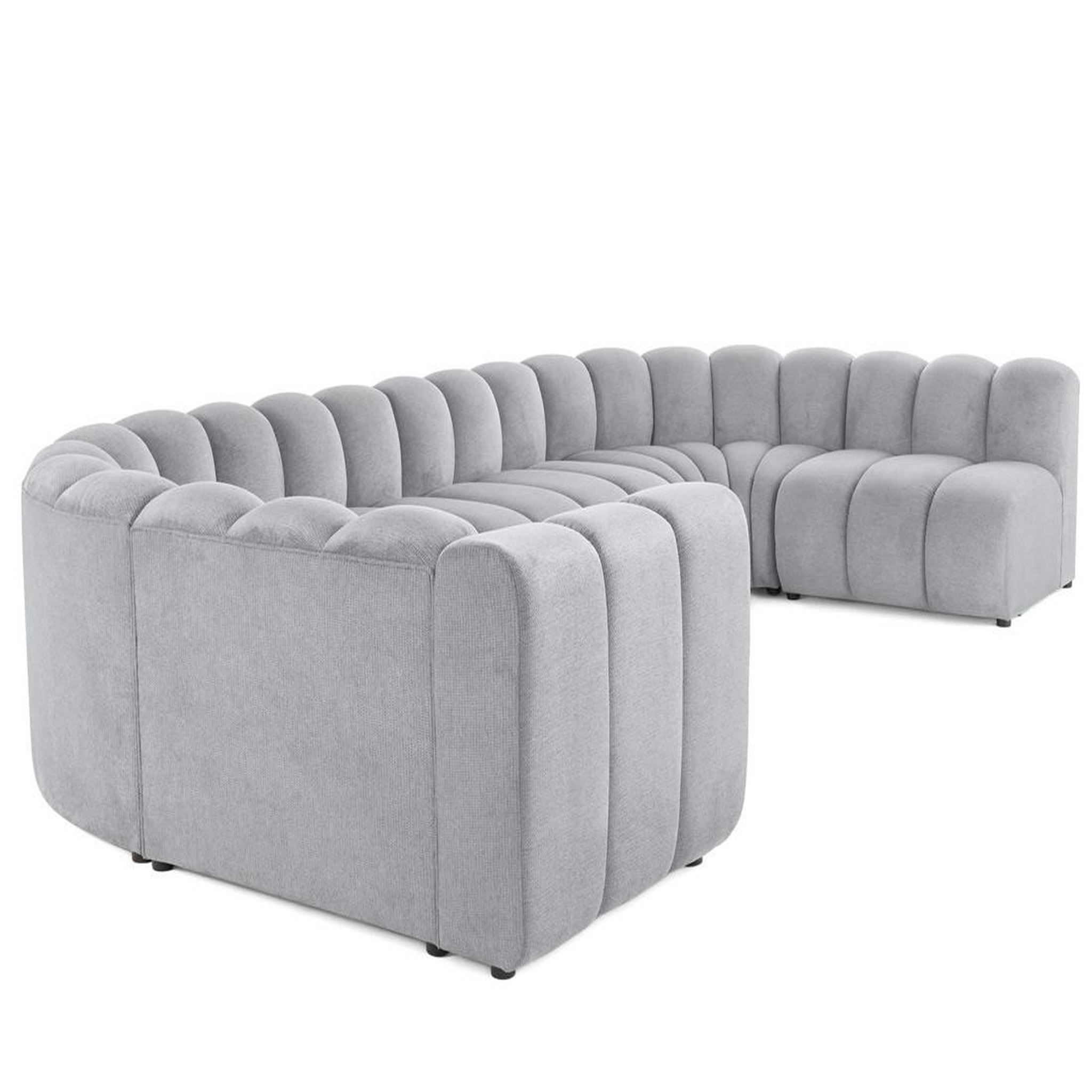 Voir la diapositive 5 : LISA DESIGN Debbie - canapé modulable panoramique d'angle droit 7 places en tissu texturé