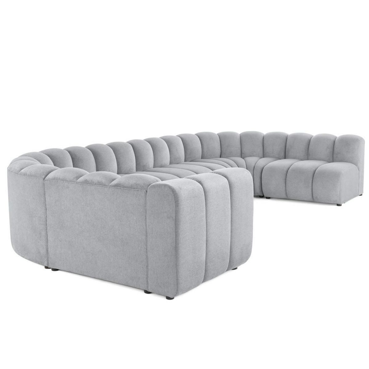 LISA DESIGN Debbie - canapé modulable panoramique d'angle droit 7 places en tissu texturé